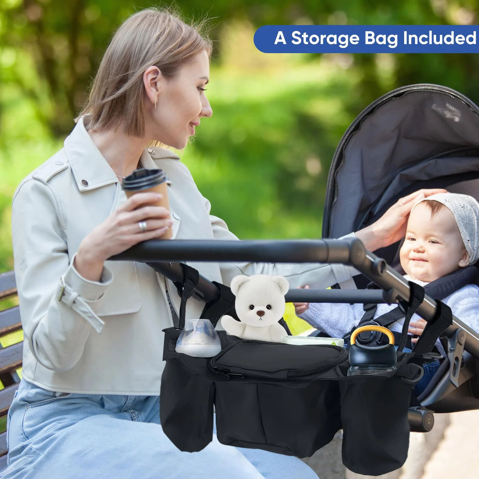 Deska buggy uniwersalna z siedziskiem i torbą organizera, kompatybilna z wózkami, udźwig 25 kg