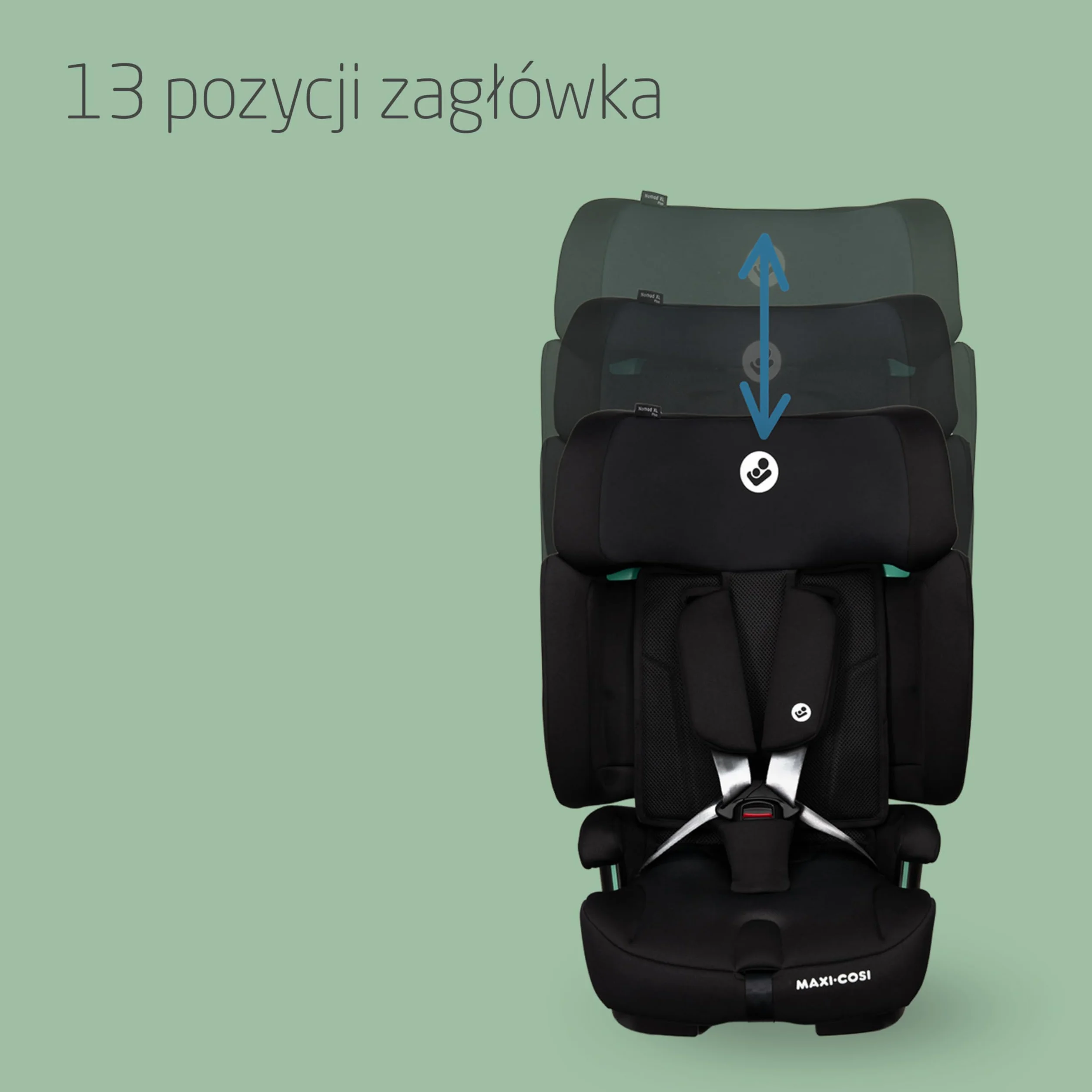Maxi-Cosi Nomad XL Plus, Ewolucyjny Fotelik Samochodowy, 15 miesięcy - 12 lat, 76-150 cm, Składany, Podróżny Fotelik Samochodowy, System Ochrony Bocznej G-CELL, Torba Podróżna, Authentic Black