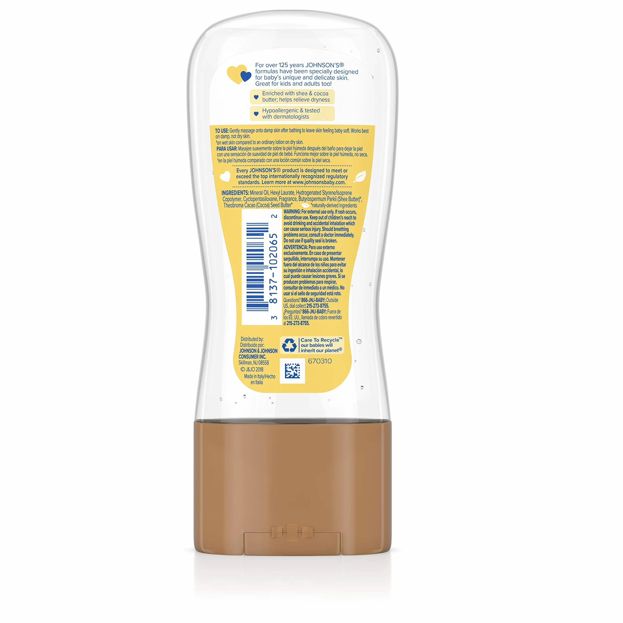 Johnson's Baby Żel olejowy z masłem shea i kakaowym (192 ml)