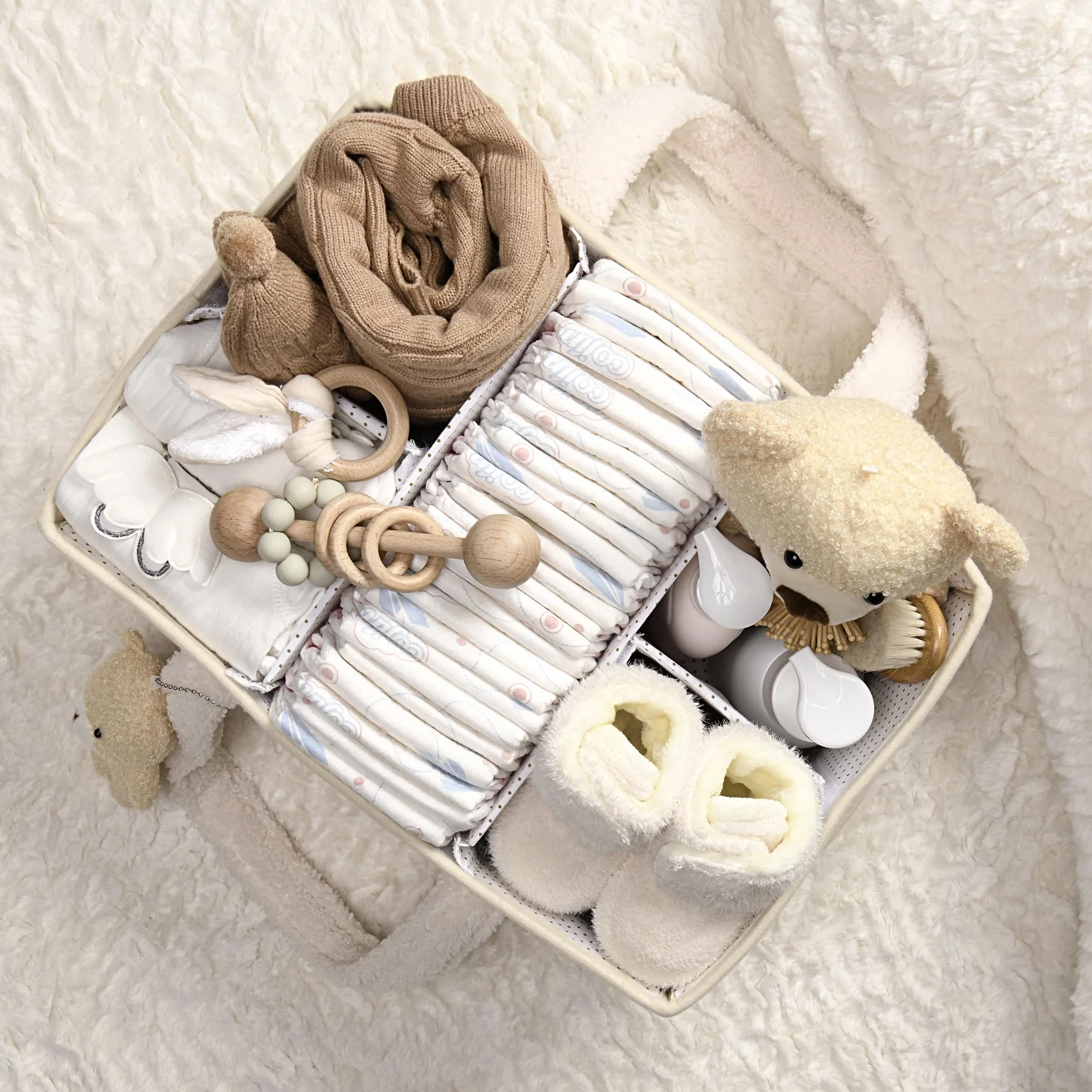 PeraBella Organizer na pieluchy dla niemowląt na stół do przewijania, kosz do przechowywania pieluch i chusteczek dla niemowląt, prezent na baby shower, organizer samochodowy na pieluchy, przenośny