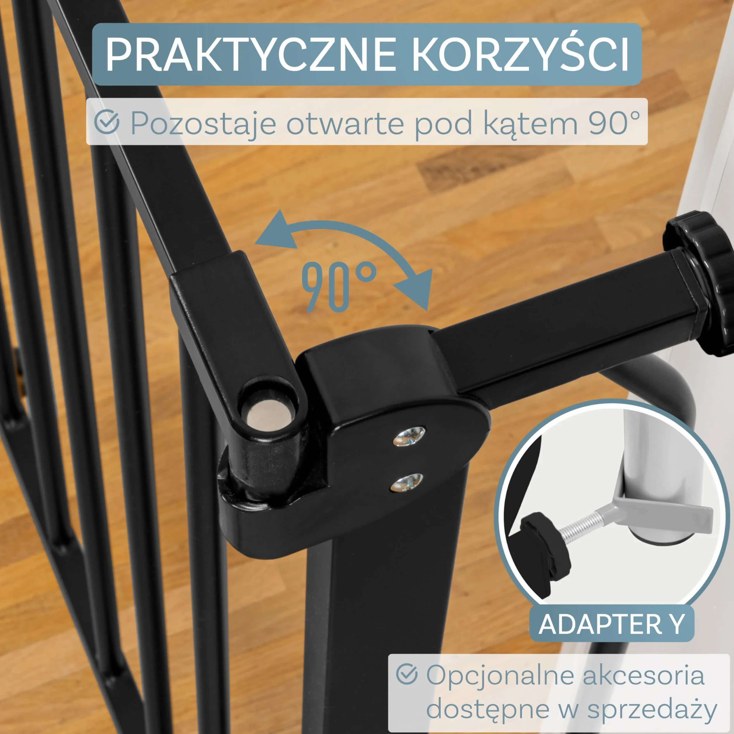 ib style Berrin 58-75 bramka ochronna na drzwi - bramka na schody dla dzieci, samozamykająca się, nie wymaga wiercenia, bezpieczna dla dzieci, 58-66 cm, czarny