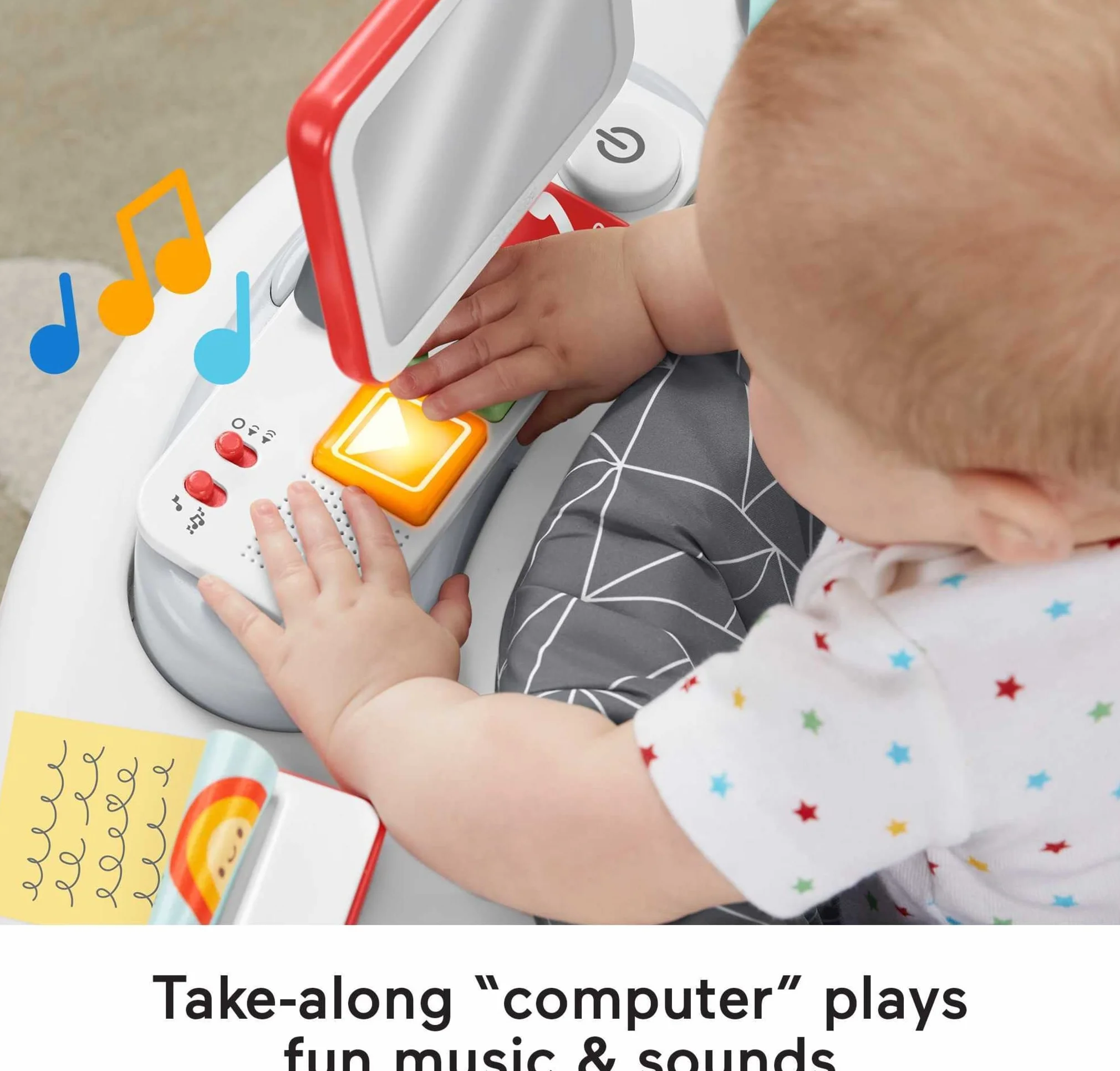 Fisher-Price Mały szef 2 w 1, aktywizujące centrum zabaw dla niemowląt i stoliczek do zabawy z muzyką, światełkami i dźwiękami dla małych dzieci, HBM26