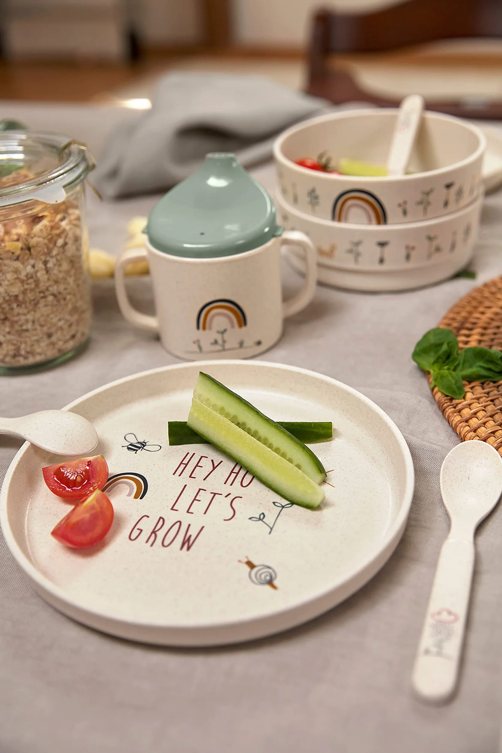 LÄSSIG Talerz dziecięcy bez, nie zawiera BPA, do zmywarki i kuchenki mikrofalowej/Plate Garden Explorer