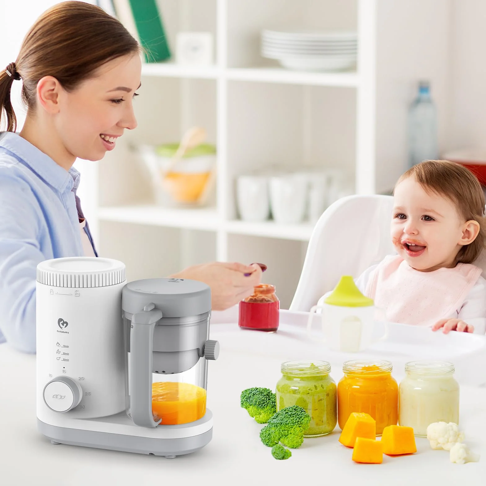 Robot Cooker dla niemowląt, mikser i parowar z odwracalnym koszem parowym