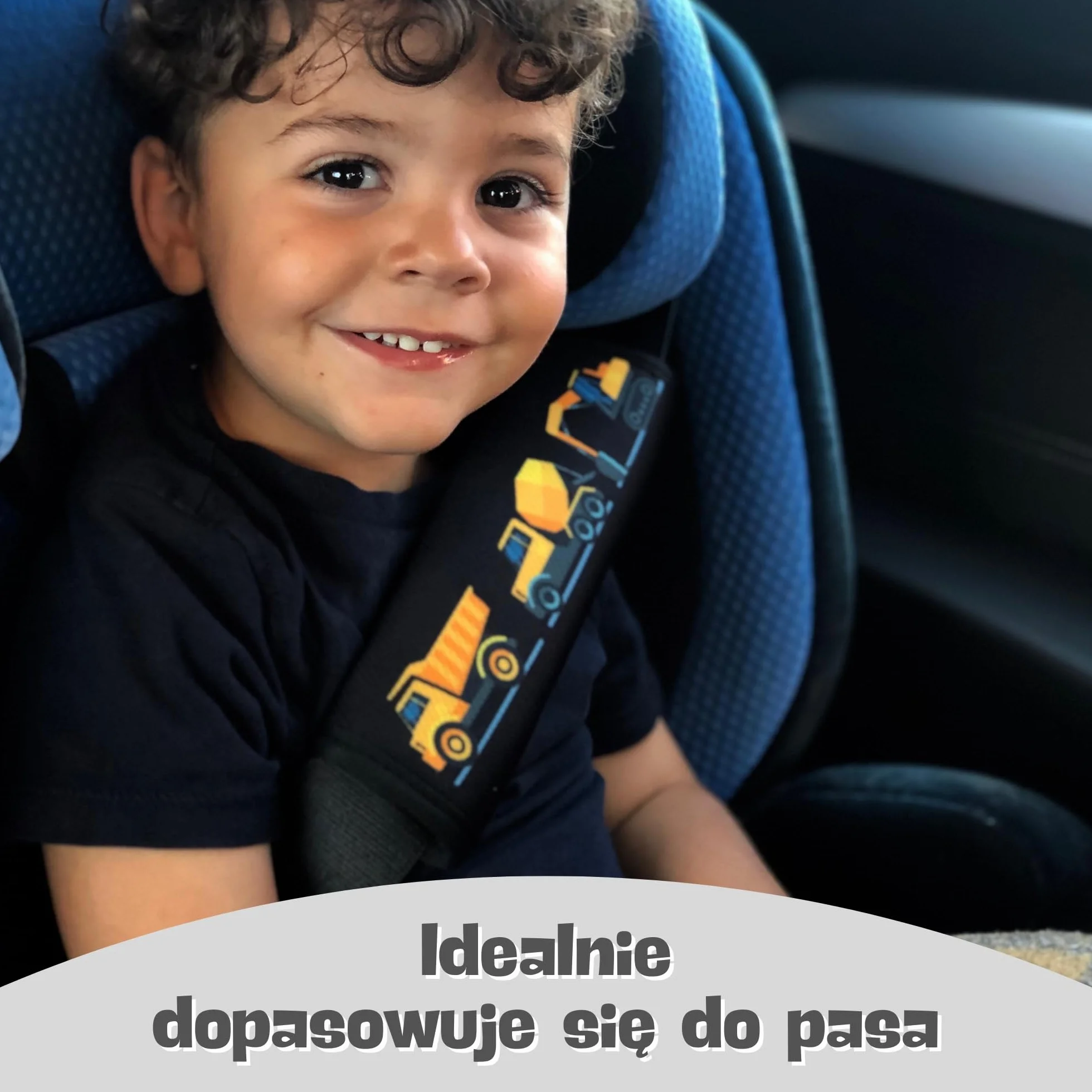 2x HECKBO Ochraniacze na pasy bezpieczeństwa z motywem Pojazdy budowlane - ochraniacze na pasy dla dzieci i niemowląt - idealne na każdy pas bezpieczeństwa samochód fotelik dziecięcy rower przyczepa samolot