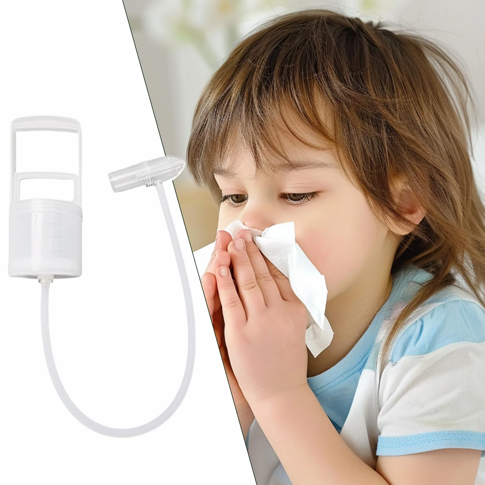 Aspirator do nosa, pompka ręczna z miękkimi silikonowymi końcówkami, aspirator do nosa dla niemowląt i małych dzieci, delikatne odsysanie kataru, dla dziewcząt i od 0 miesięcy