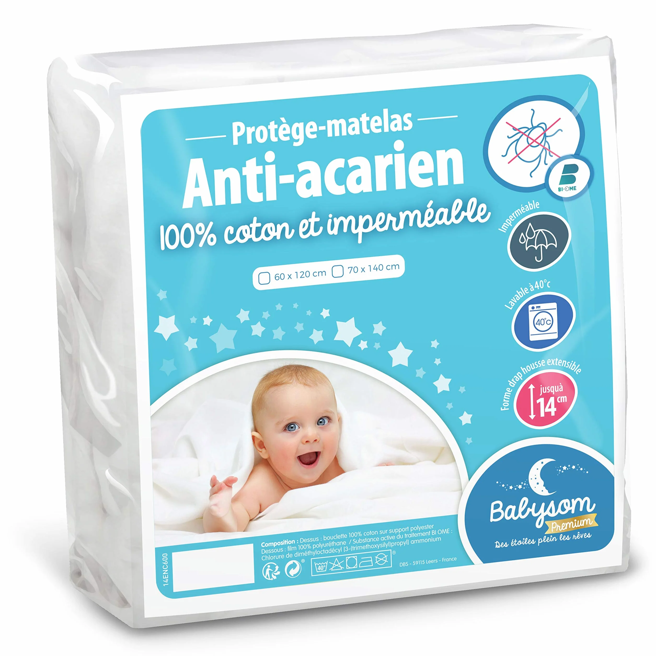 Babysom Ochraniacz na materac dla niemowląt 70x140 cm wodoszczelny 100% bawełna
