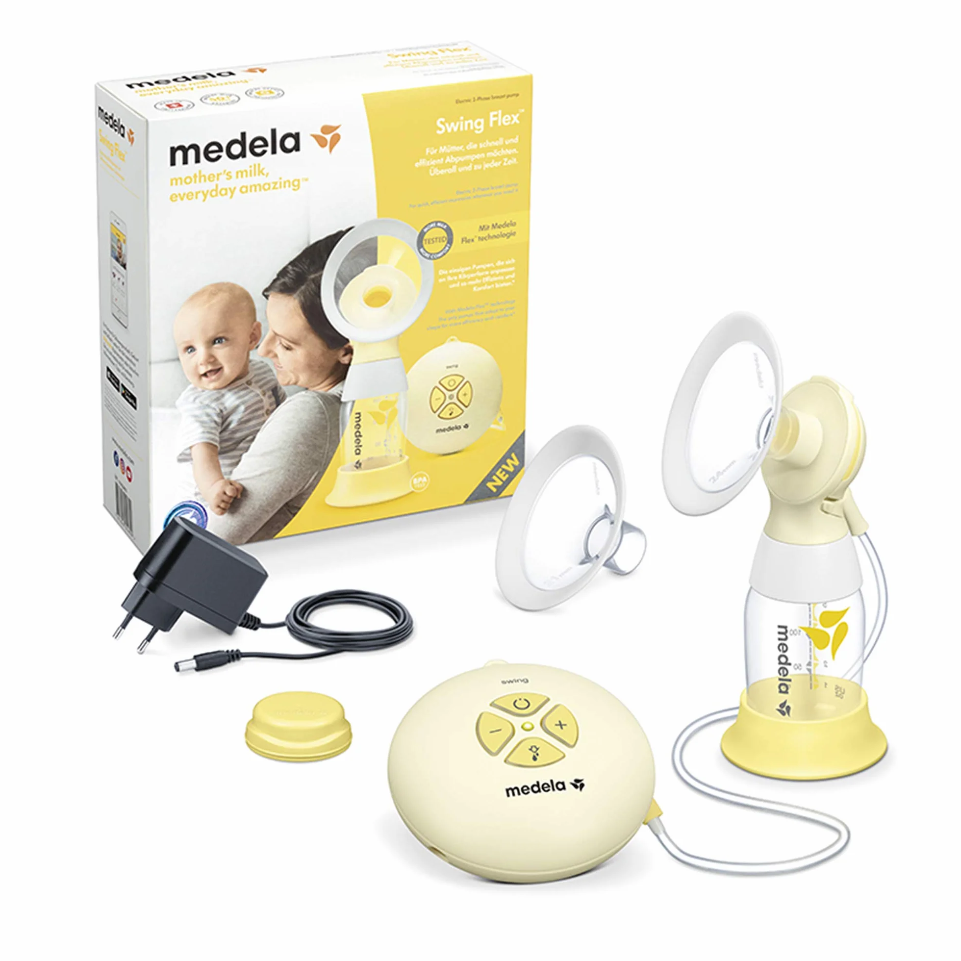 Medela Swing Flex Single laktator elektryczny z lejkami PersonalFit Flex i technologią 2-fazową