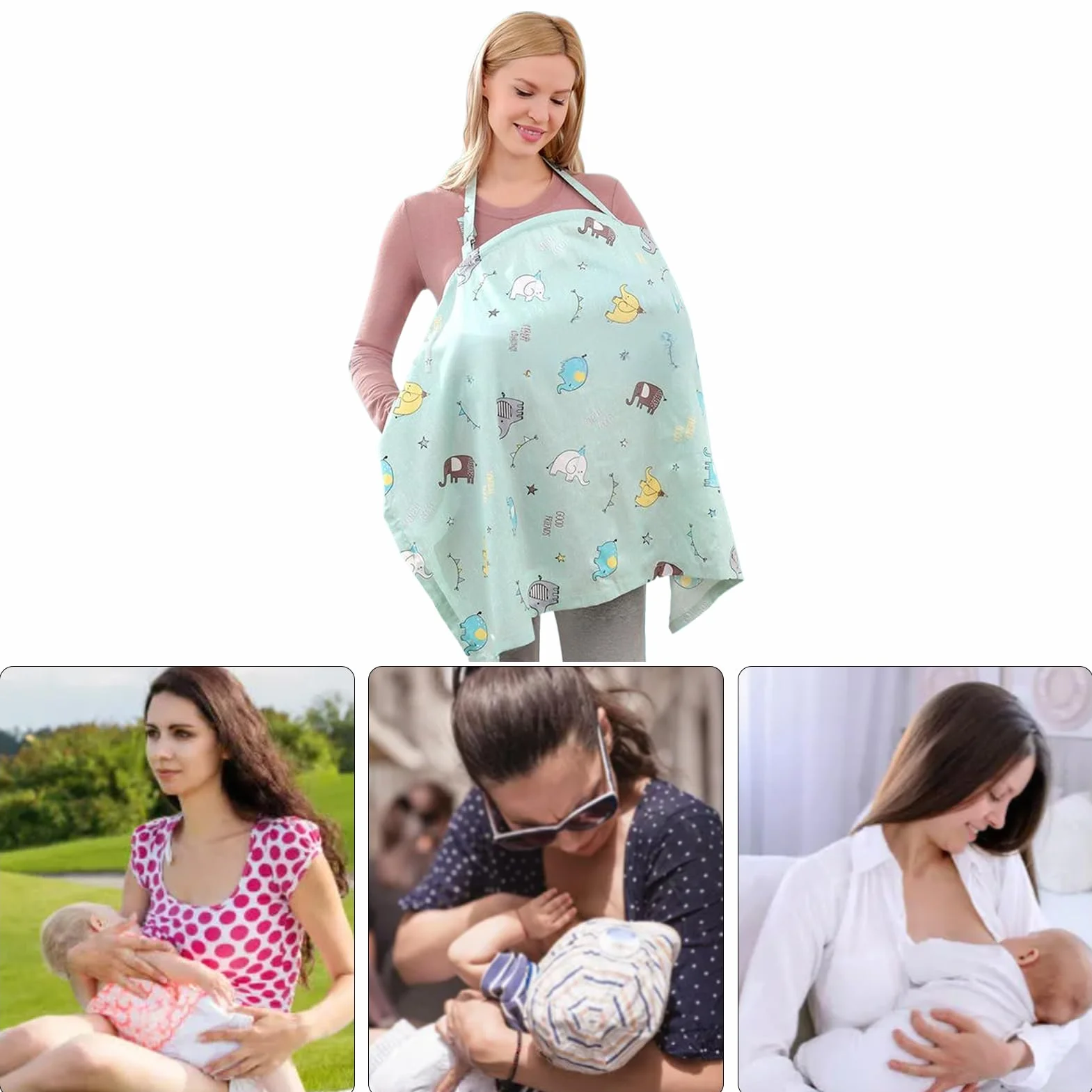 Gentle Nursing Shawl - Comfortable Women’s Breastfeeding Wrap, Hoop Support for Privacy, Lactation Supply Set, Car Seat Accessory