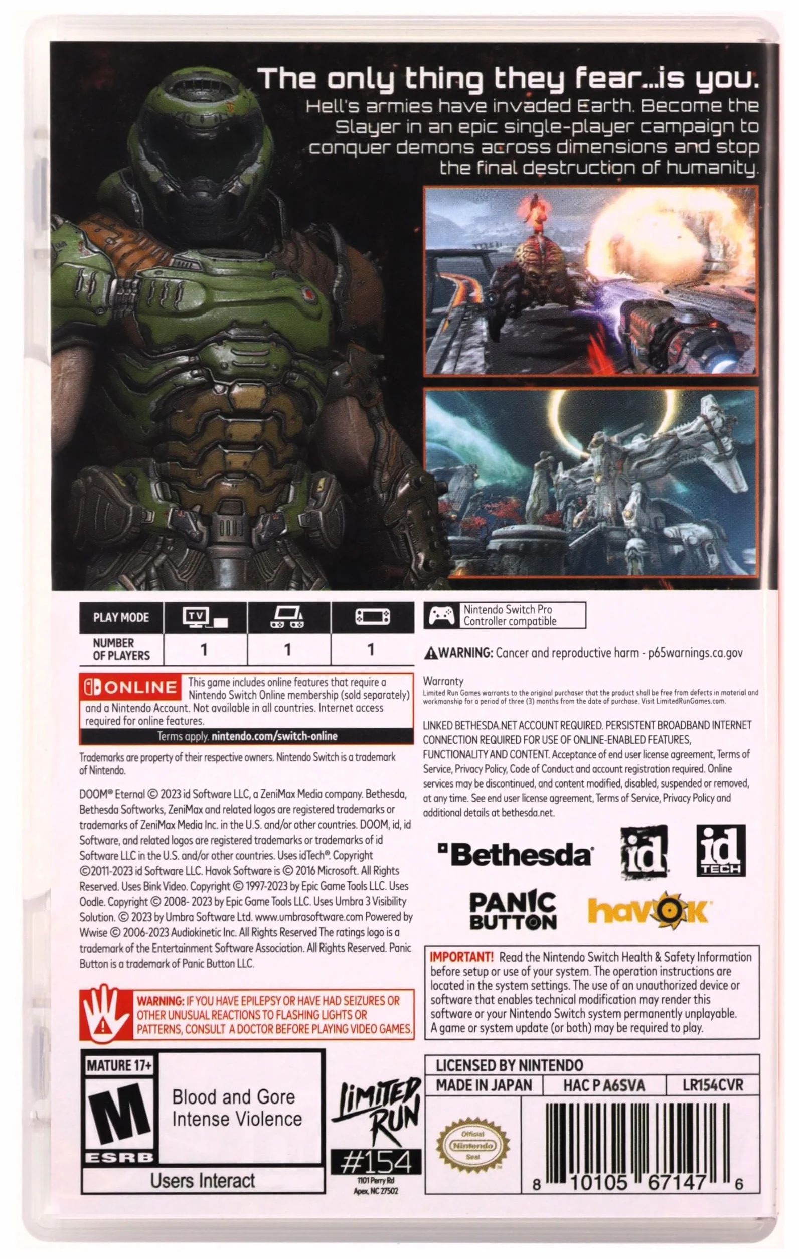 DOOM Eternal Limited Run Games import