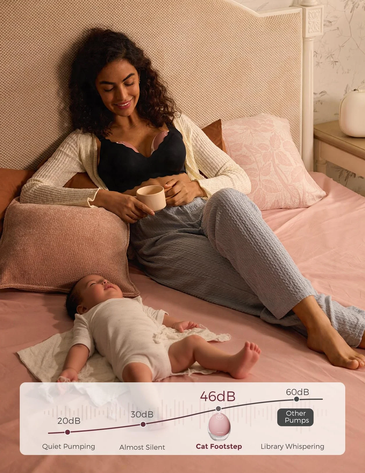 Momcozy M9 Mobilny laktator bez użycia rąk, elektryczny z aplikacją, 15 stopni, 24 mm, czerwony