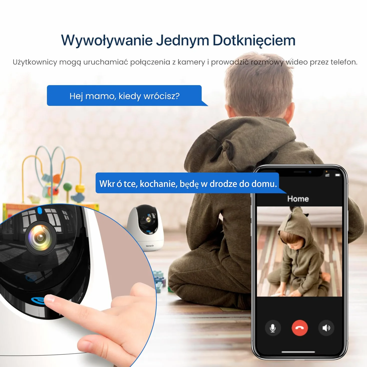 Tenda Wewnętrzna Kamera WiFi 2K - Kamera do Monitoringu 360° z Funkcją Wywołania Jednym Dotknięciem, Wykrywaniem Zwierząt/Placu/Osób/Ruchu, Dwukierunkowym Dźwiękiem, Widzeniem w Nocy, Alexa, CP3 Pro