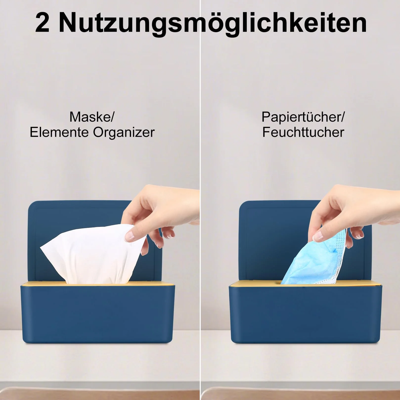 Pudełko na chusteczki nawilżane, pudełko na papier toaletowy dla niemowląt, dozownik chusteczek nawilżanych, pudełko na papier z pokrywką, dozownik chusteczek do domowego biura, niebiesko-żółty