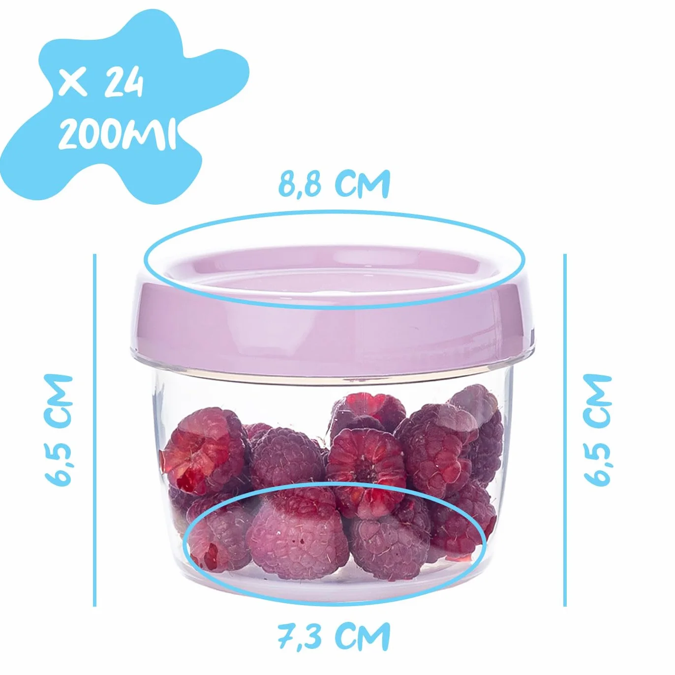 Opakowanie 24 pojemników na jedzenie 200 ml, bez BPA, Pojemnik na kuchenkę mikrofalową i zmywarkę, zamrażarka