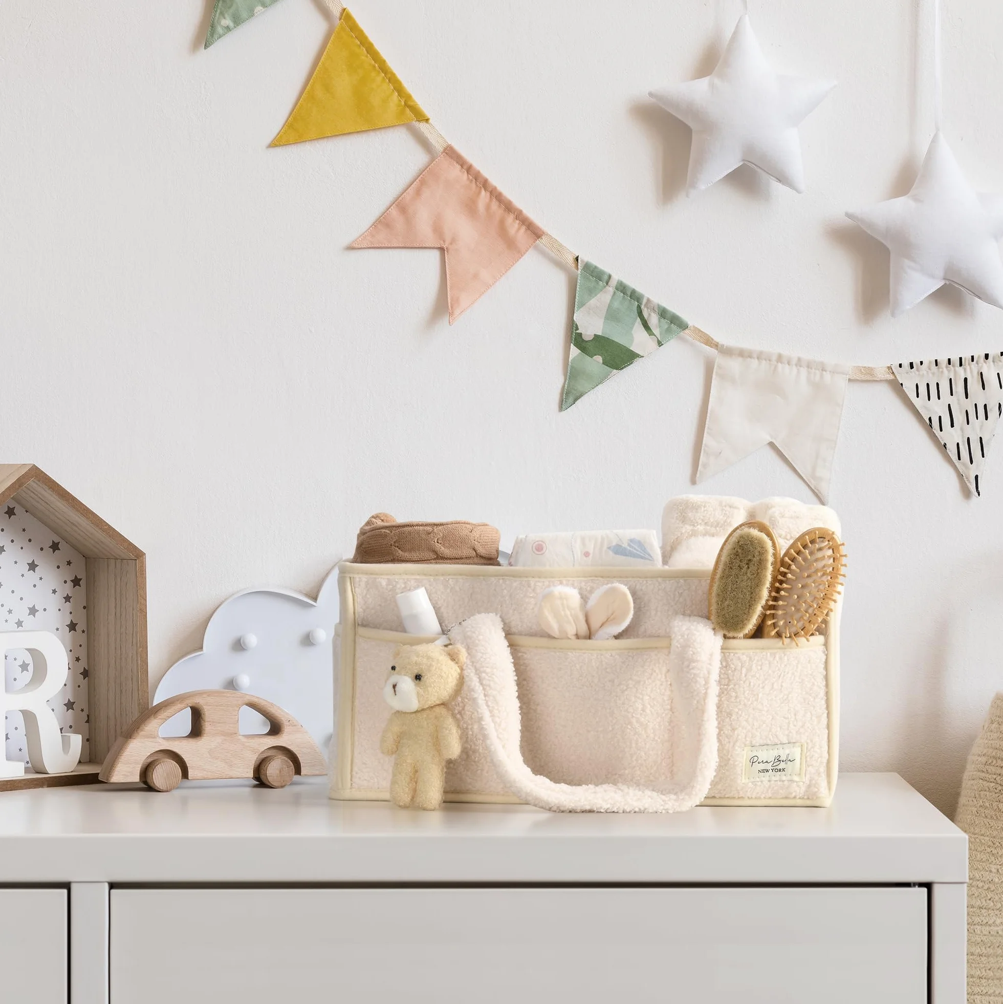 PeraBella Organizer na pieluchy dla niemowląt na stół do przewijania, kosz do przechowywania pieluch i chusteczek dla niemowląt, prezent na baby shower, organizer samochodowy na pieluchy, przenośny