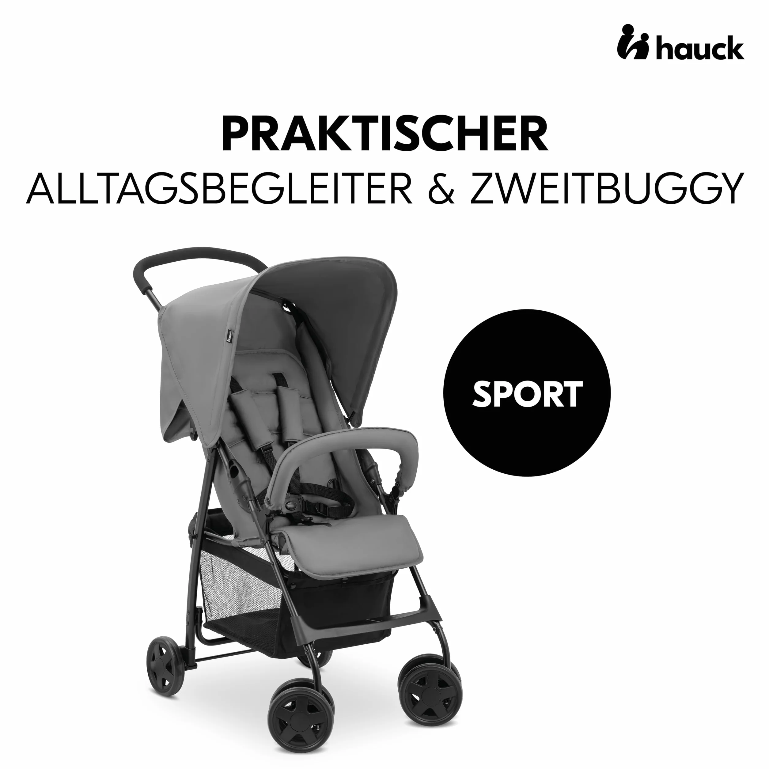 Hauck Buggy Sport, Szary, lekki wózek podróżny 5,9 kg, składany, do 15 kg