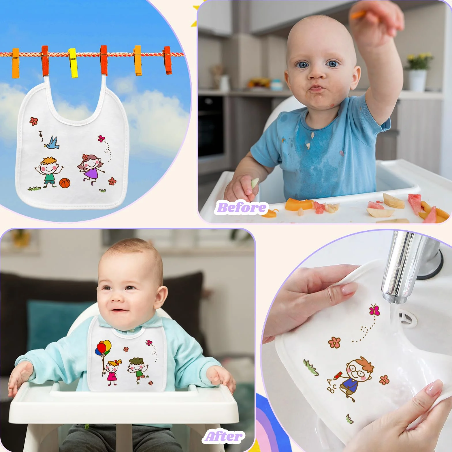 16 sztuk śliniaków do malowania, śliniaki na biało z 16 szablonami i 12 pisakami tekstylnymi, wodoodporne, 100% bawełna, chusta na szyję na baby shower, do zabawy, dla chłopców i dziewczynek