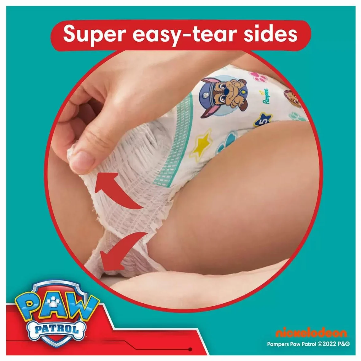 Pampers Pieluchy Psi Patrol Pants rozmiar 5 (12-17 kg) Baby-Dry, Junior z kieszonką zatrzymującą i ochronną, miesięczne pudełko, 160 pieluszek
