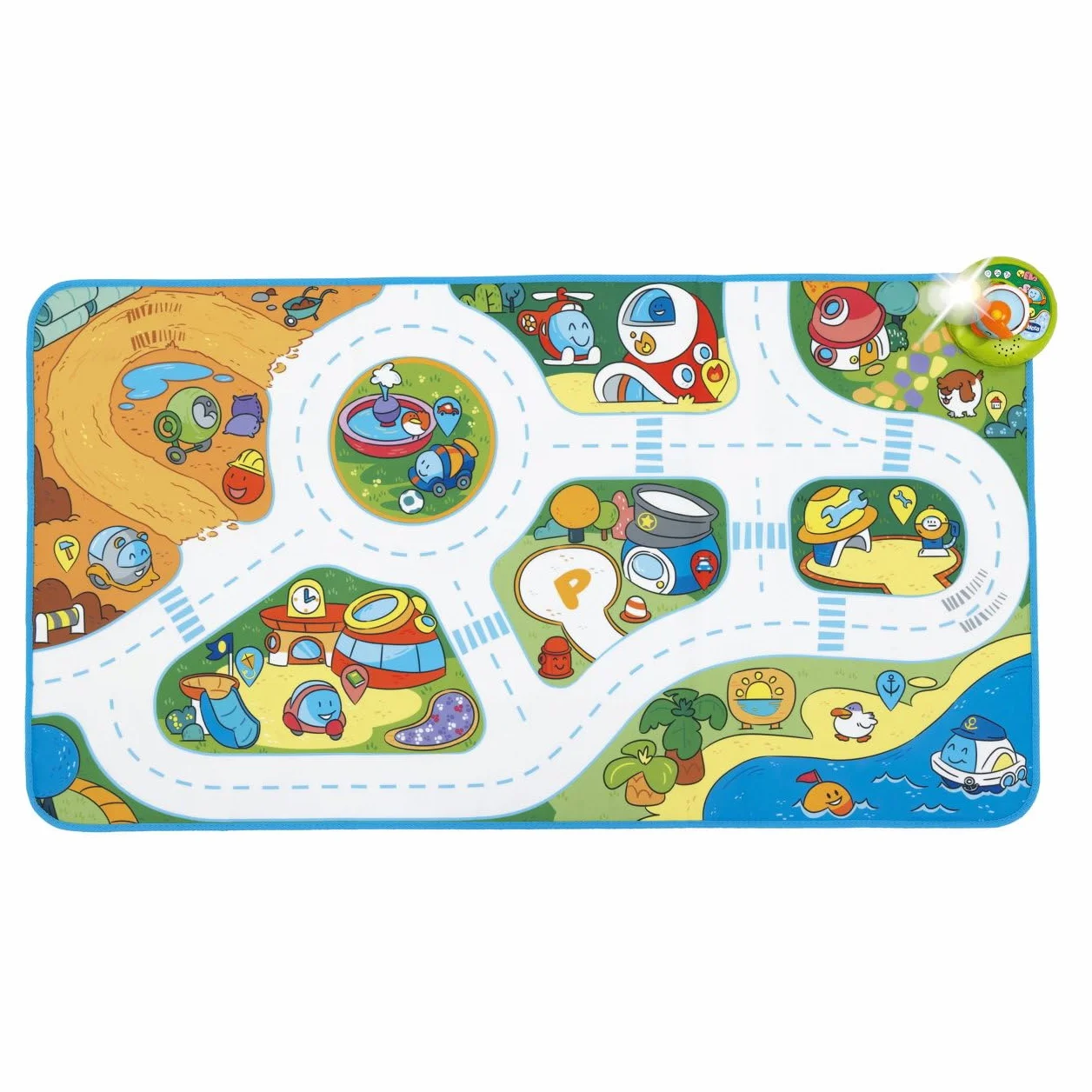 Chicco Elektroniczna mata do zabawy Turbo Ball Maxi 110 x 60 cm interaktywny dywan ze światłami i quizami 15 punktów interakcji 1 pojazd