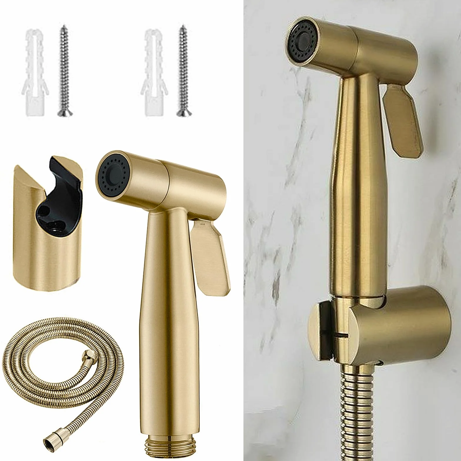 Ręczny opryskiwacz bidetowy SUS304 ze stali nierdzewnej z wężem prysznicowym, przenośny zestaw opryskiwaczy bidetowych G1/2", polerowany adapter do kranów, głowica prysznicowa do czyszczenia toalety,