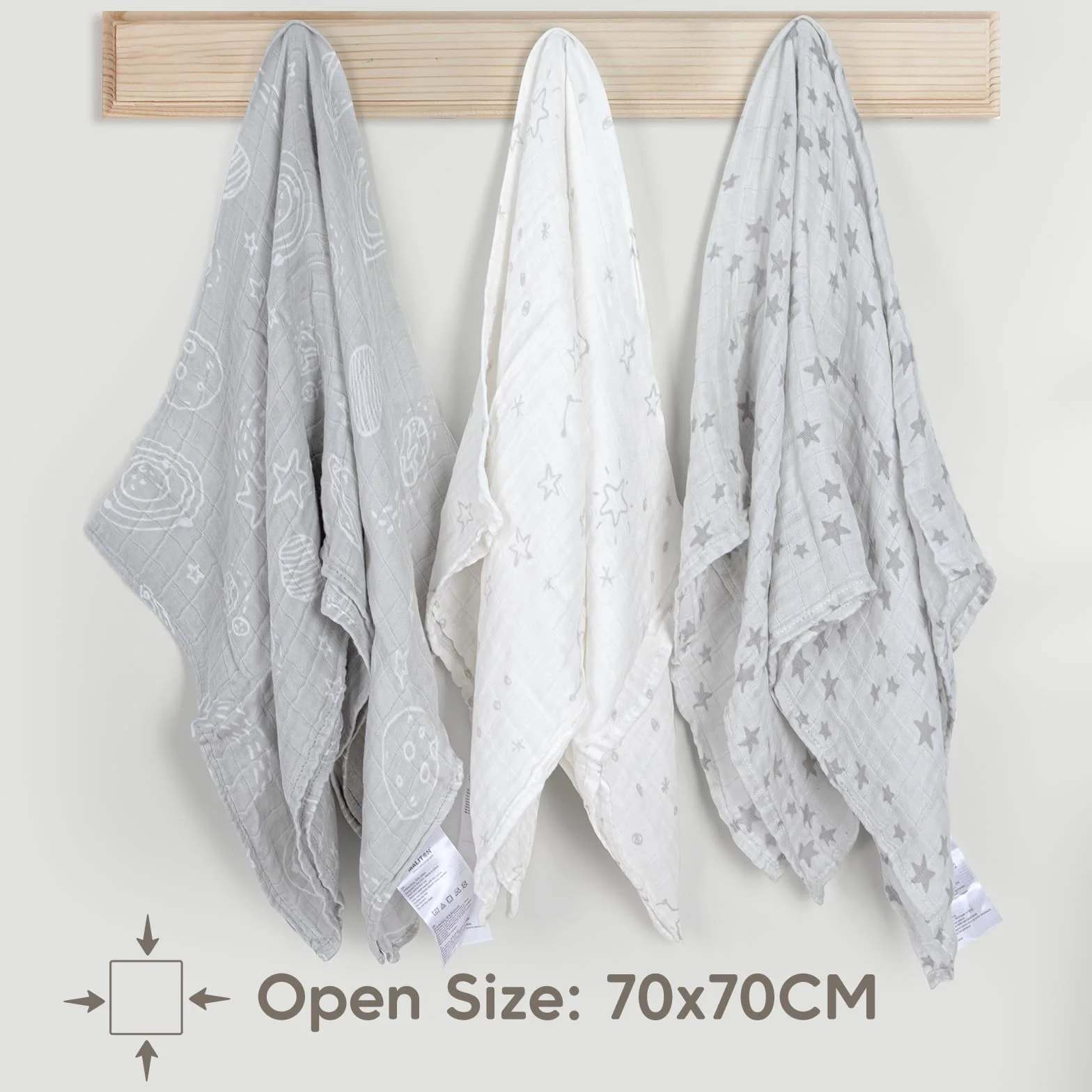 Maliton 6 ściereczek molton bawełny, 70x70 cm - miękkie, chłonne pieluchy gazy, oddychające muślinowe do czyszczenia, wycierania, przykrywania