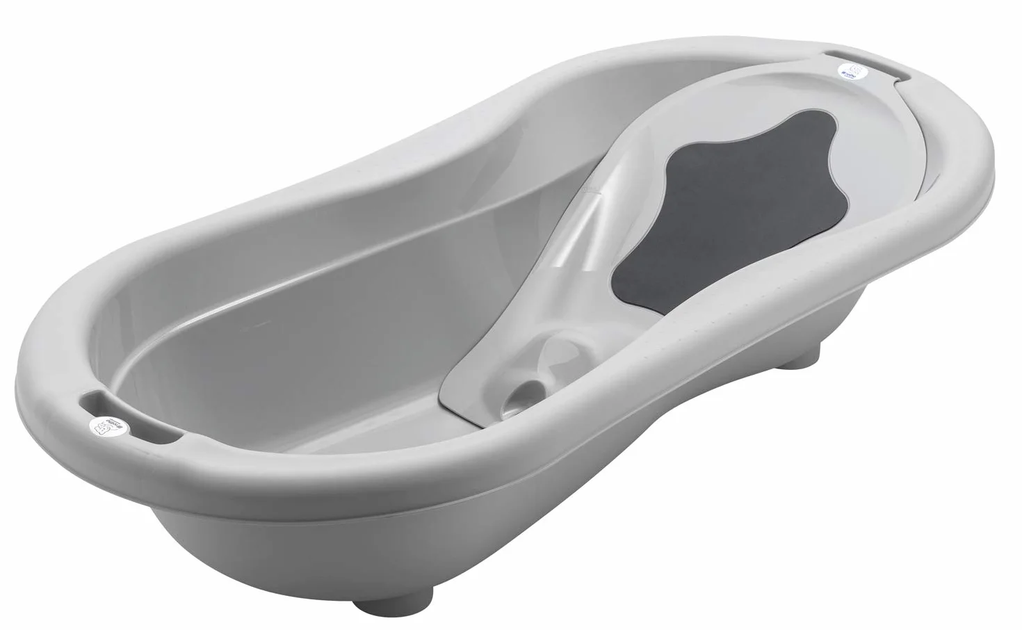 Rotho Babydesign TOP Xtra Duża wanienka z 2 matami antypoślizgowymi i korkiem spustowym, Stone Grey