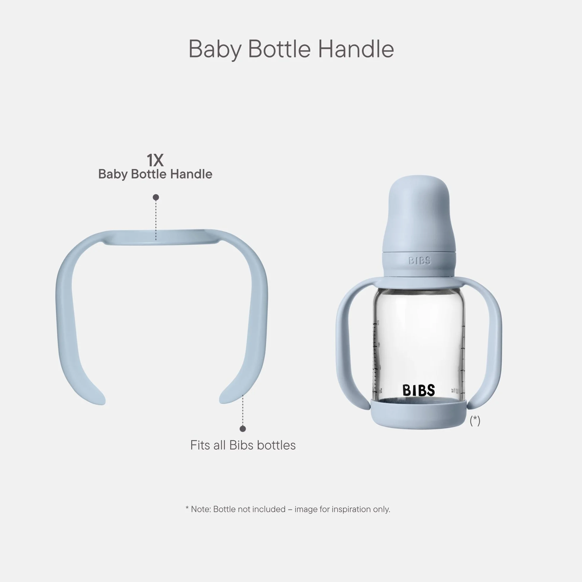Uchwyt BIBS do butelek dla niemowląt - ergonomiczny, antypoślizgowy, ułatwia samodzielne karmienie, pasuje do wszystkich butelek BIBS, bez BPA - Baby Blue