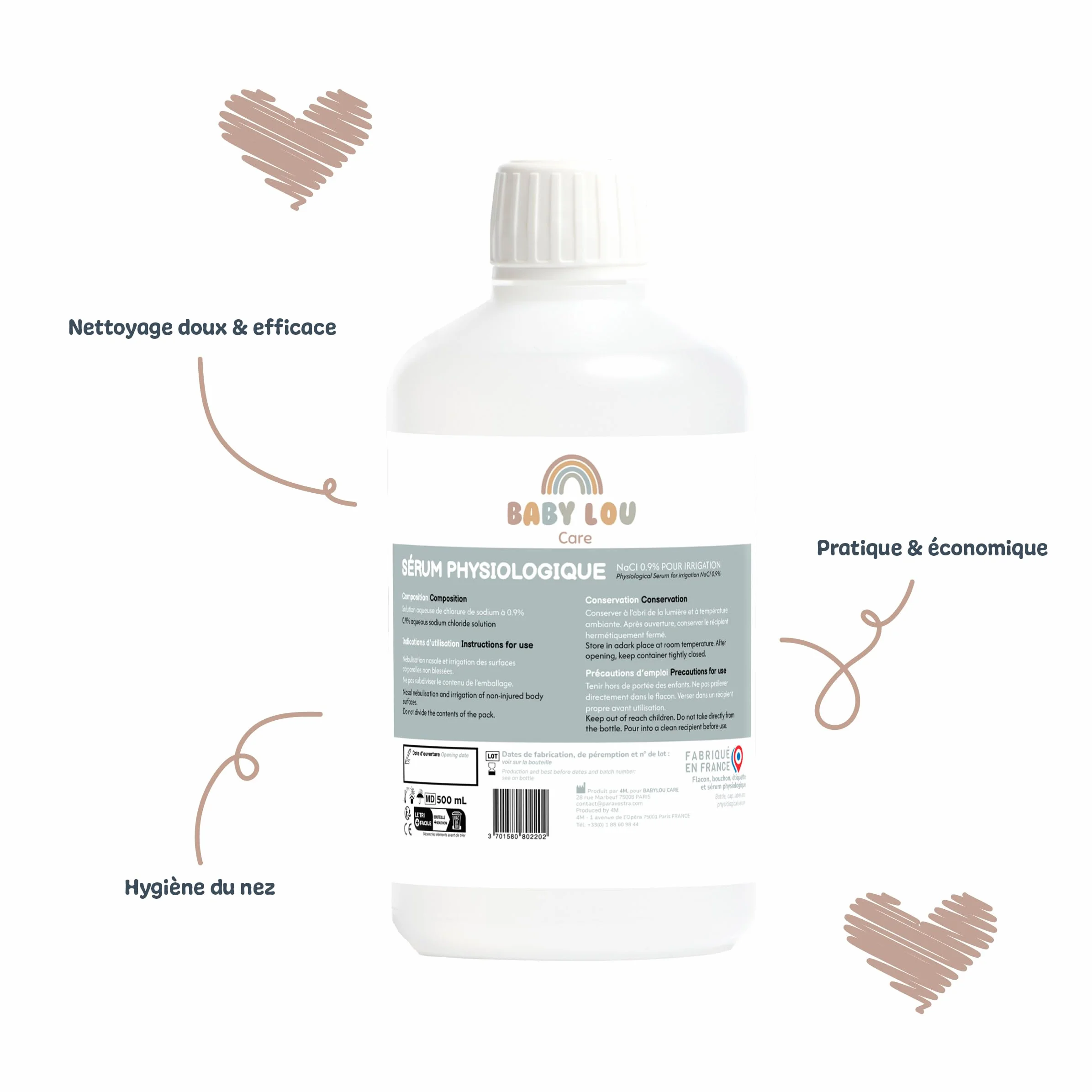 Butelka fizjologicznego roztworu soli 500 ml NaCl 0,9% do oczyszczania przewodów nosowych