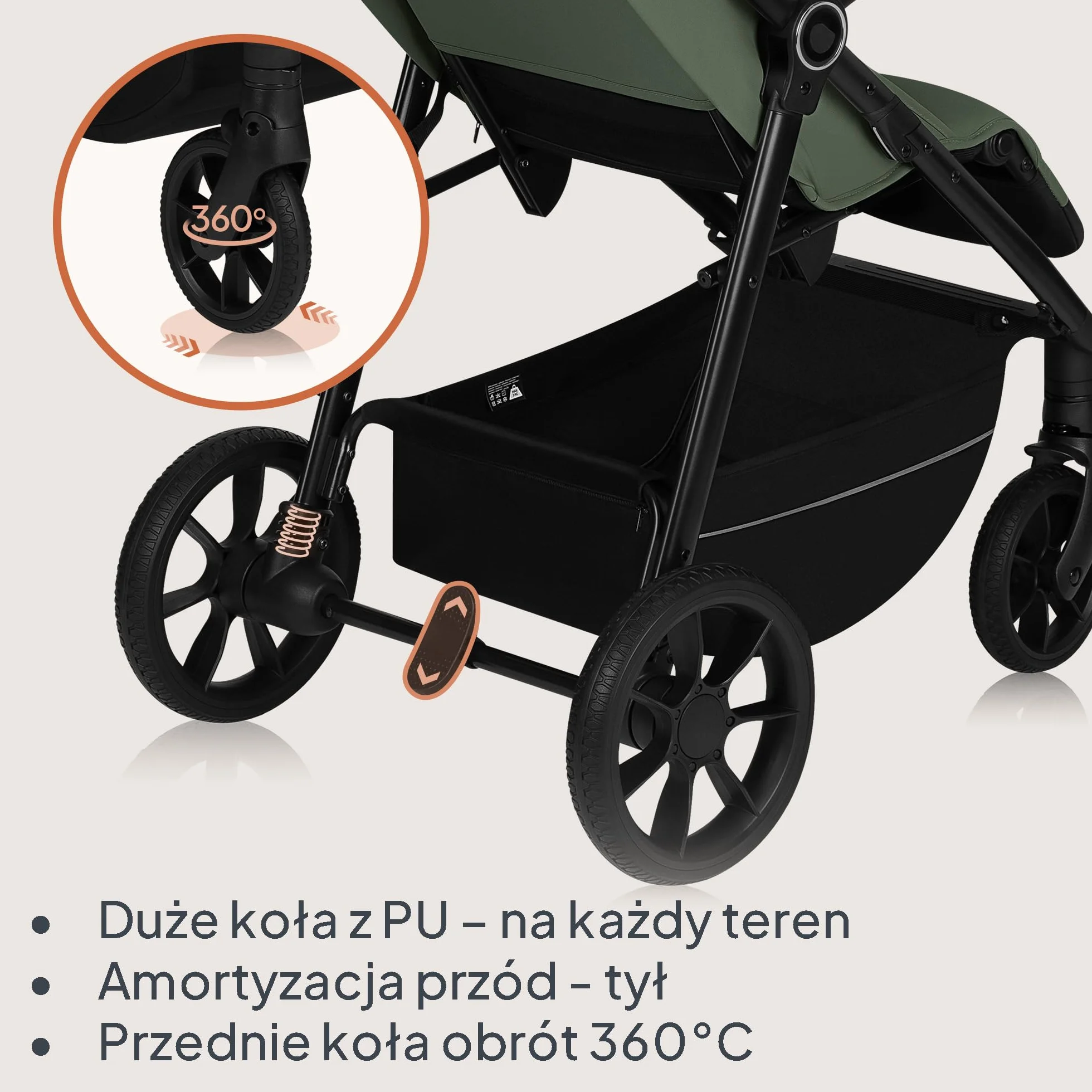 LIONELO IVA Spacerowy Wózek Dziecięcy do 22 kg od 6 m do 4 lat Obrotowe Koła 360° Pełna Amortyzacja Regulacja Rączki Oparcia i Podnóżka Daszek XXL UPF50+ Materiał Premium
