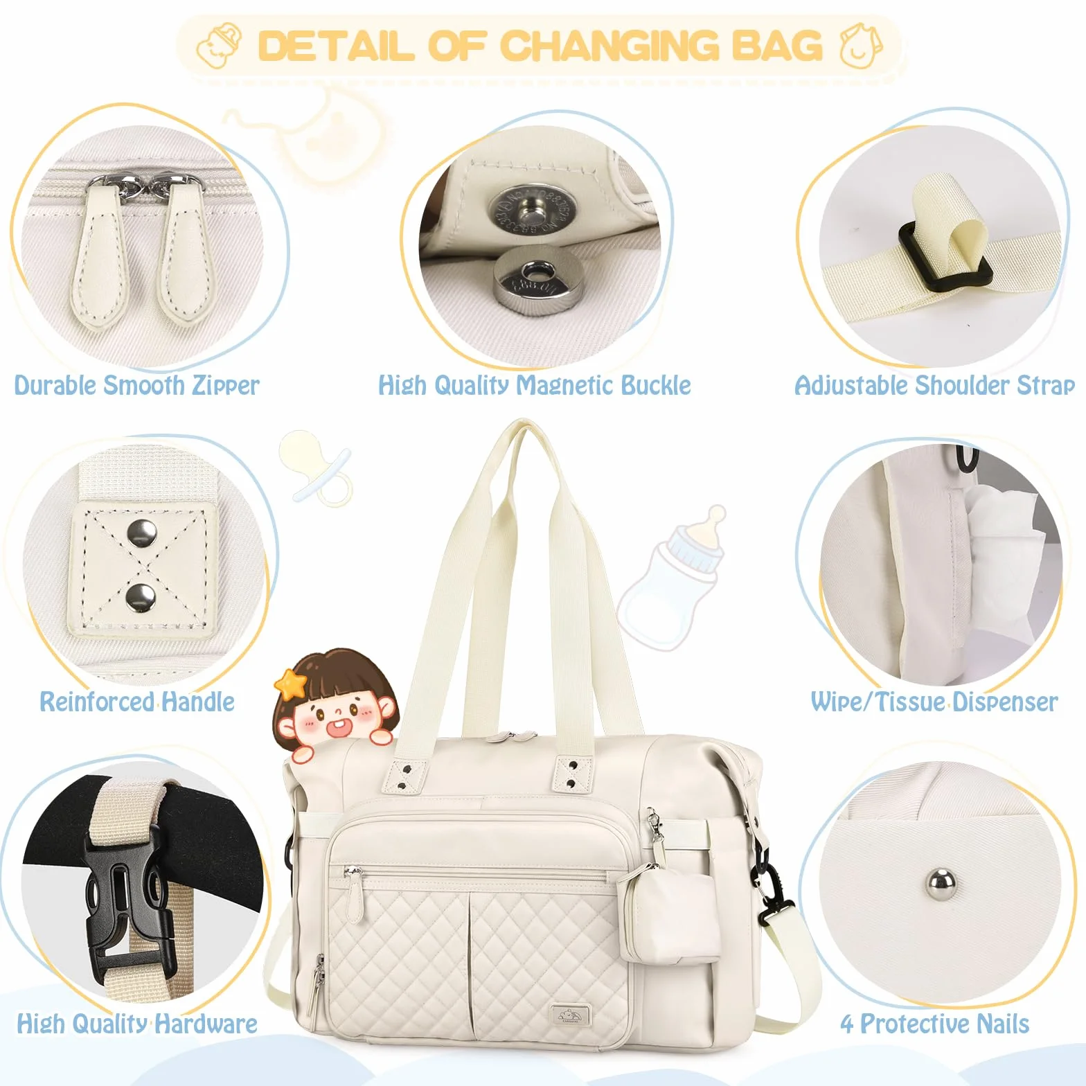 RAINSMORE Torba na pieluchy Tote Torba na pieluchy