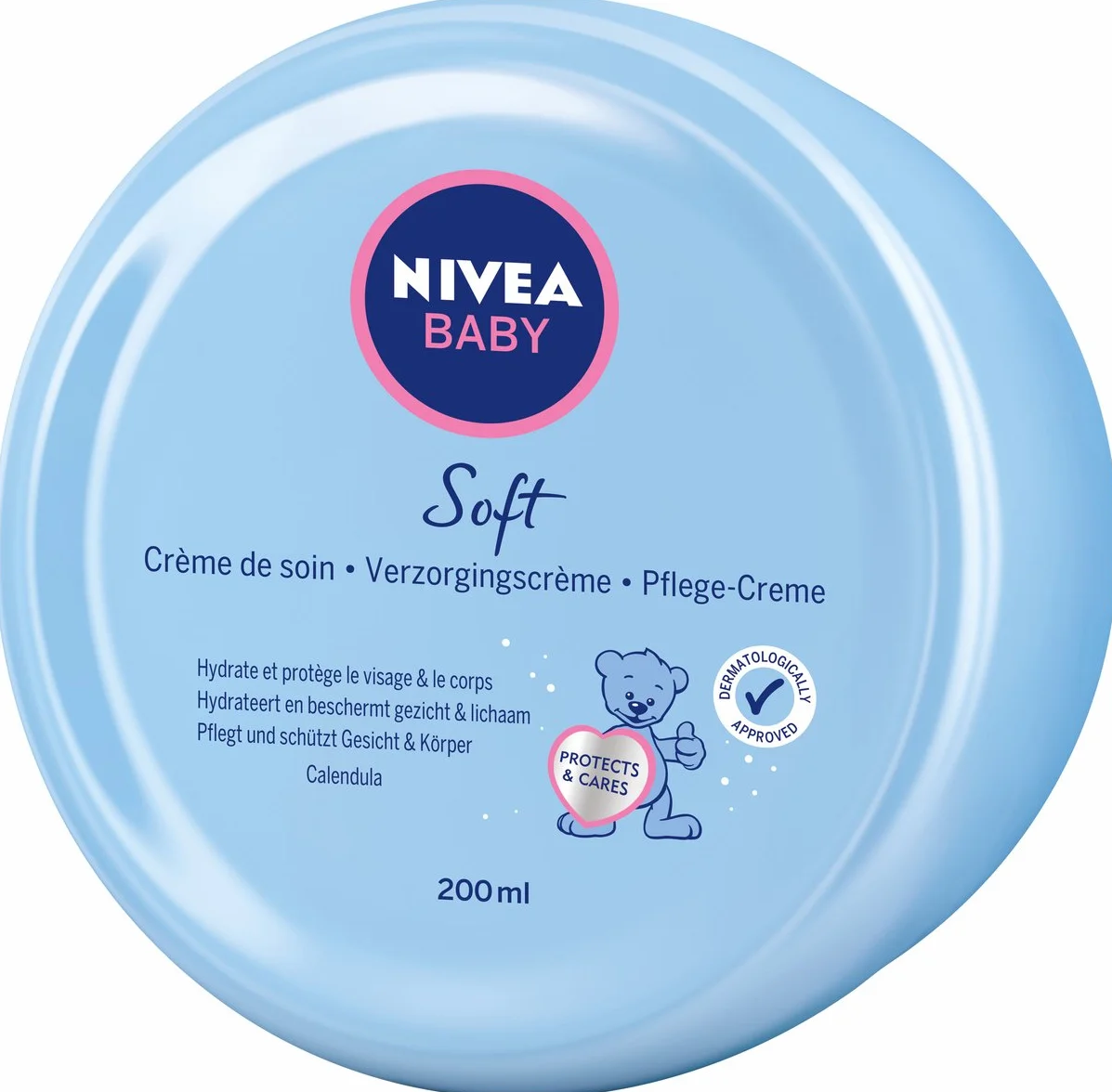 NIVEA BABY Soft Care krem nawilżający Para Bebés z caléndula que nutre y protege podczas 24 godzin, 200 ml