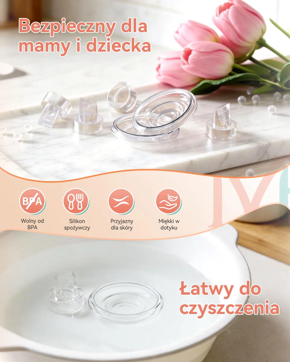 Części zamienne do laktatora Momcozy S12, w zestawie 4 silikonowe zawory z dzióbkiem kaczki i 2 silikonowymi pompkami do mleka, bez BPA, przenośne akcesoria do laktatora