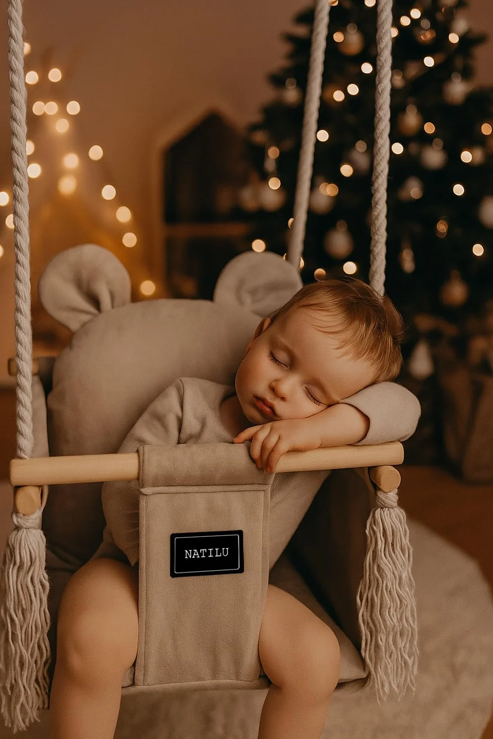 Huśtawka dla dzieci Bear Light Beige do domu i ogrodu