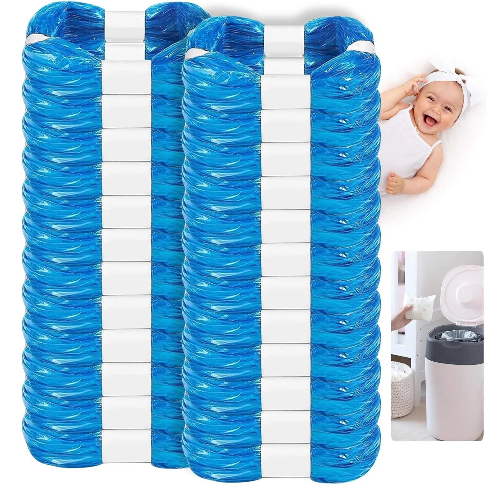 24 Sztuk Kaset Uzupełniających do Wiaderek na Pieluchy, Wiaderek Foliowych Kompatybilnych z Tommee Tippee, Angelcare, Wiaderek Ośmiokątnych, LitterLocker