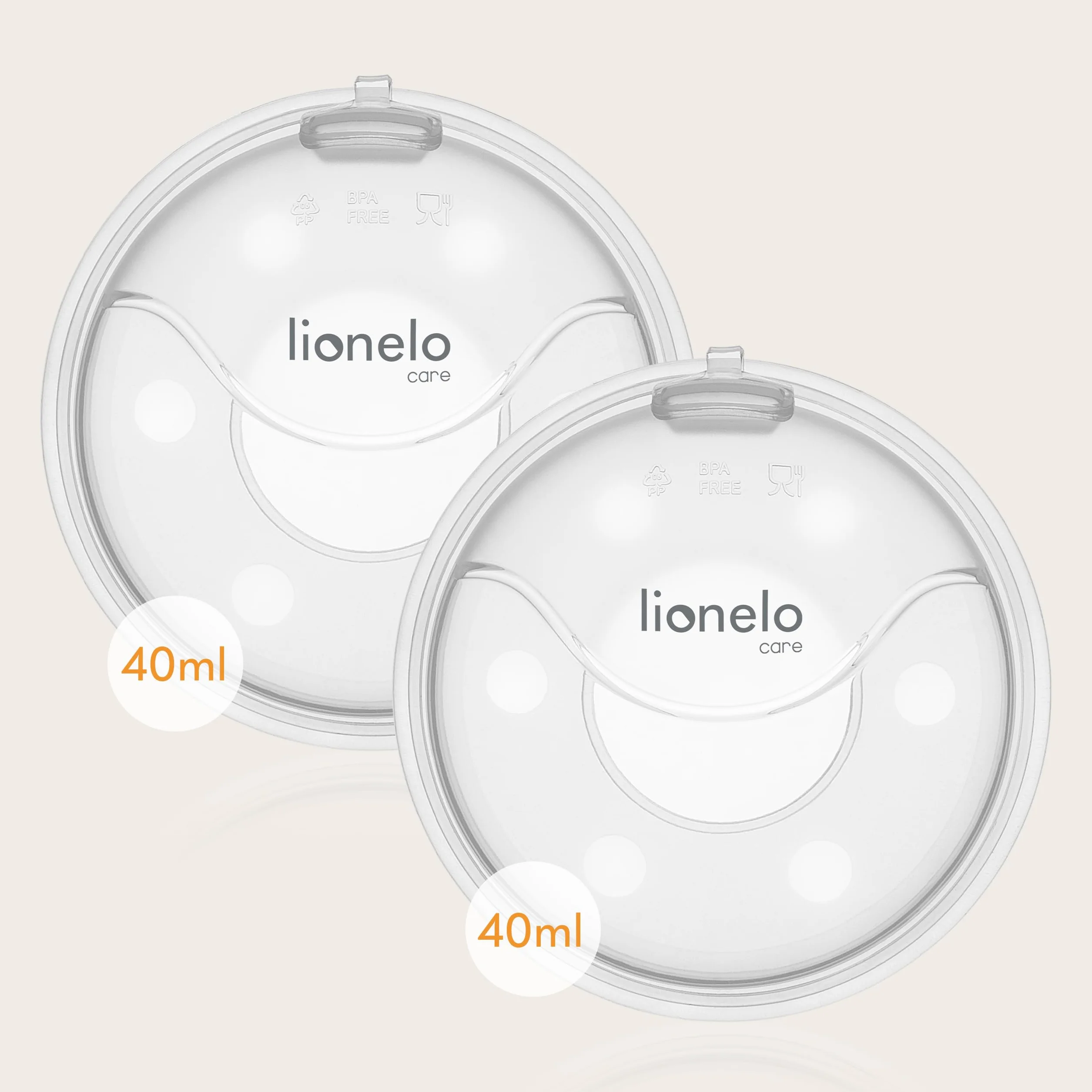 LIONELO MILKY PLUS Kolektor Pokarmu Muszle Laktacyjne Bez BPA Silikonowe 2 Sztuki Etui Łatwe Czyszczenie Dyskretne Wygodne Kolektor Mleka Wielokrotnego Użytku