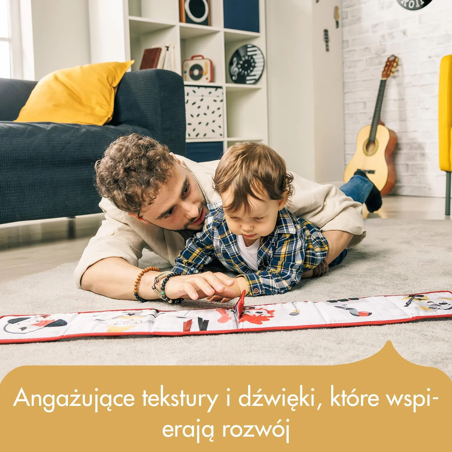 Tiny Love Dwustronna pierwsza kiążeczka, Książka dla niemowląt, 0+ miesięcy, Książka sensoryczna, Czarno-biały wzór, 2-stronna, 6 aktywności, Rozwój zmysłów i wzroku, Czas na brzuszku, Tiny Rockers