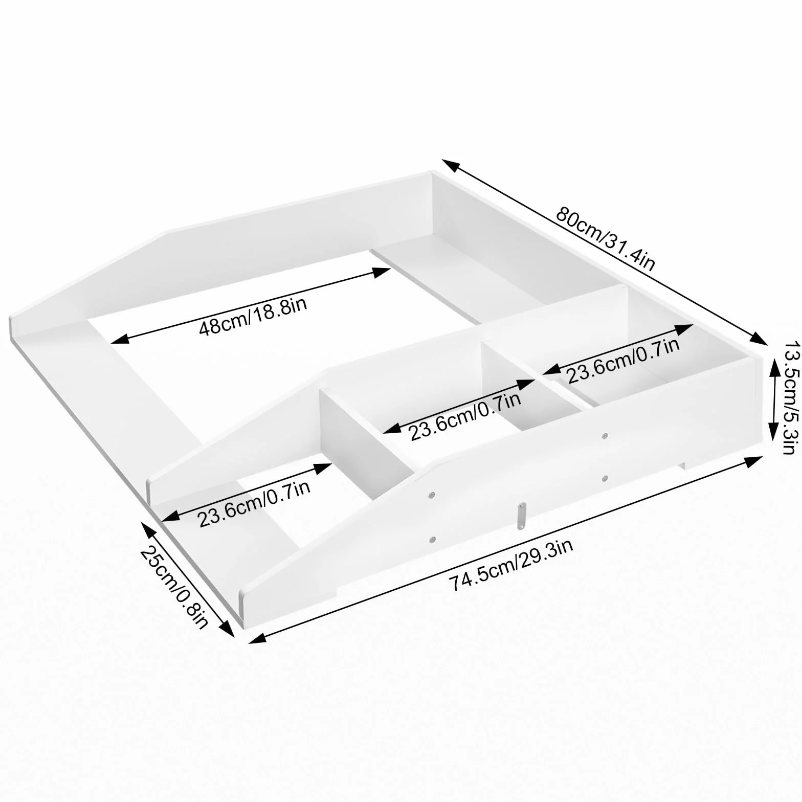 WOLTU Przewijak do komody MDF 80x74,5x13,5 cm z matą regulacją wysokości biała