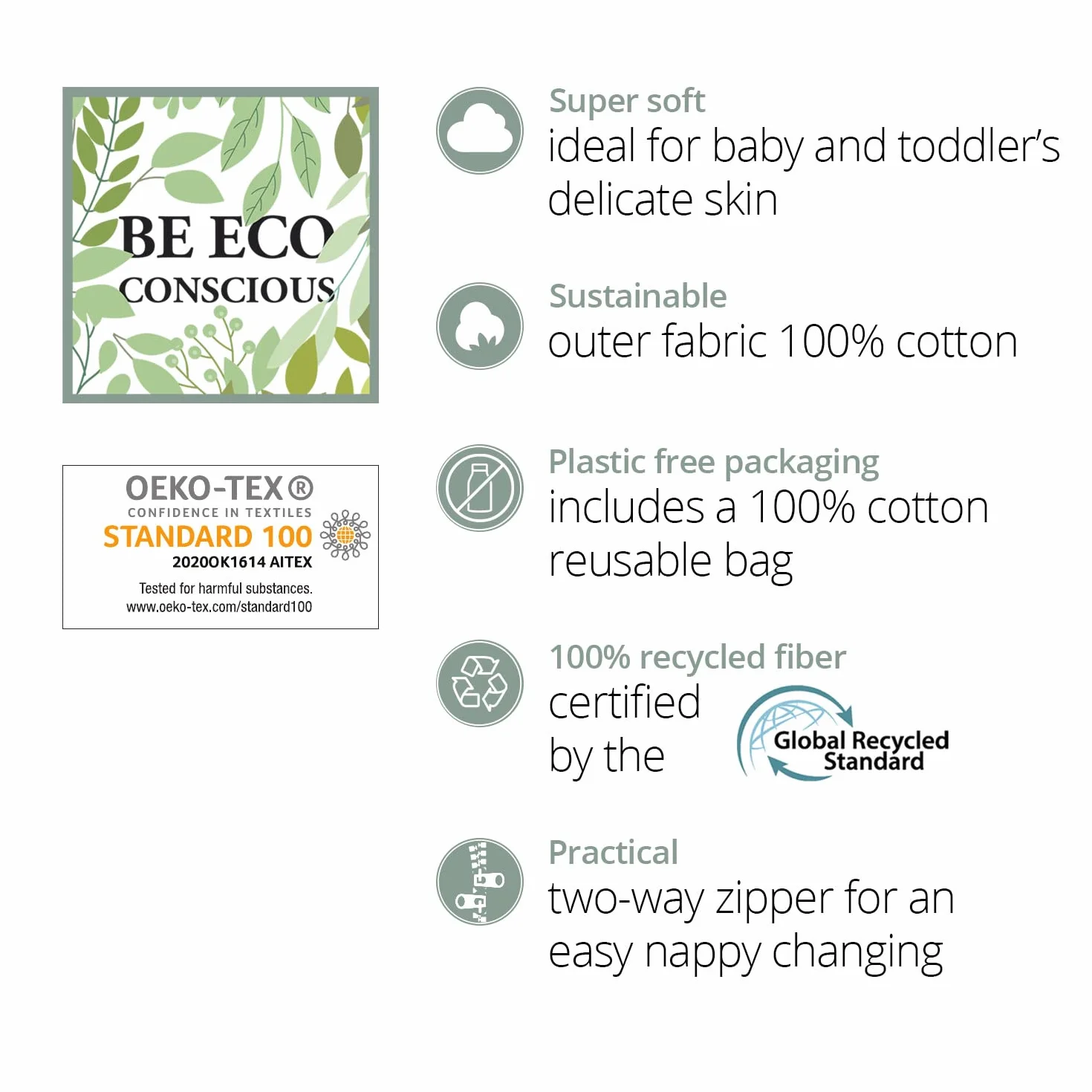 molis&co. Śpiwór ze stopami i skarpetkami. 2.5 TOG. 2 lata Idealny na czas i zimę. Botany Green. 100% bawełna, Botaniczna zieleń