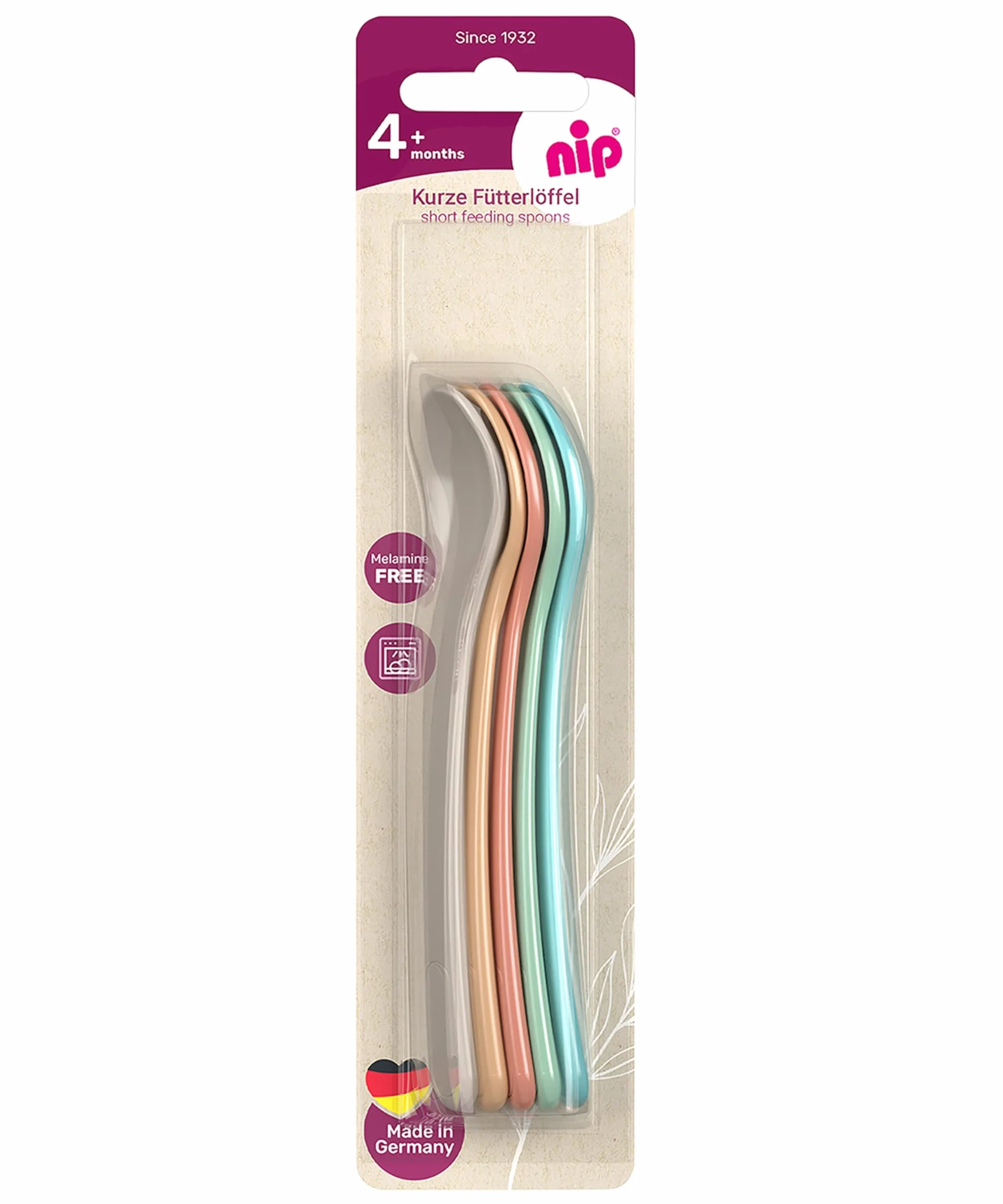 Nip 37078 Łyżeczki dla Dzieci, Wielokolorowy, 5 sztuk