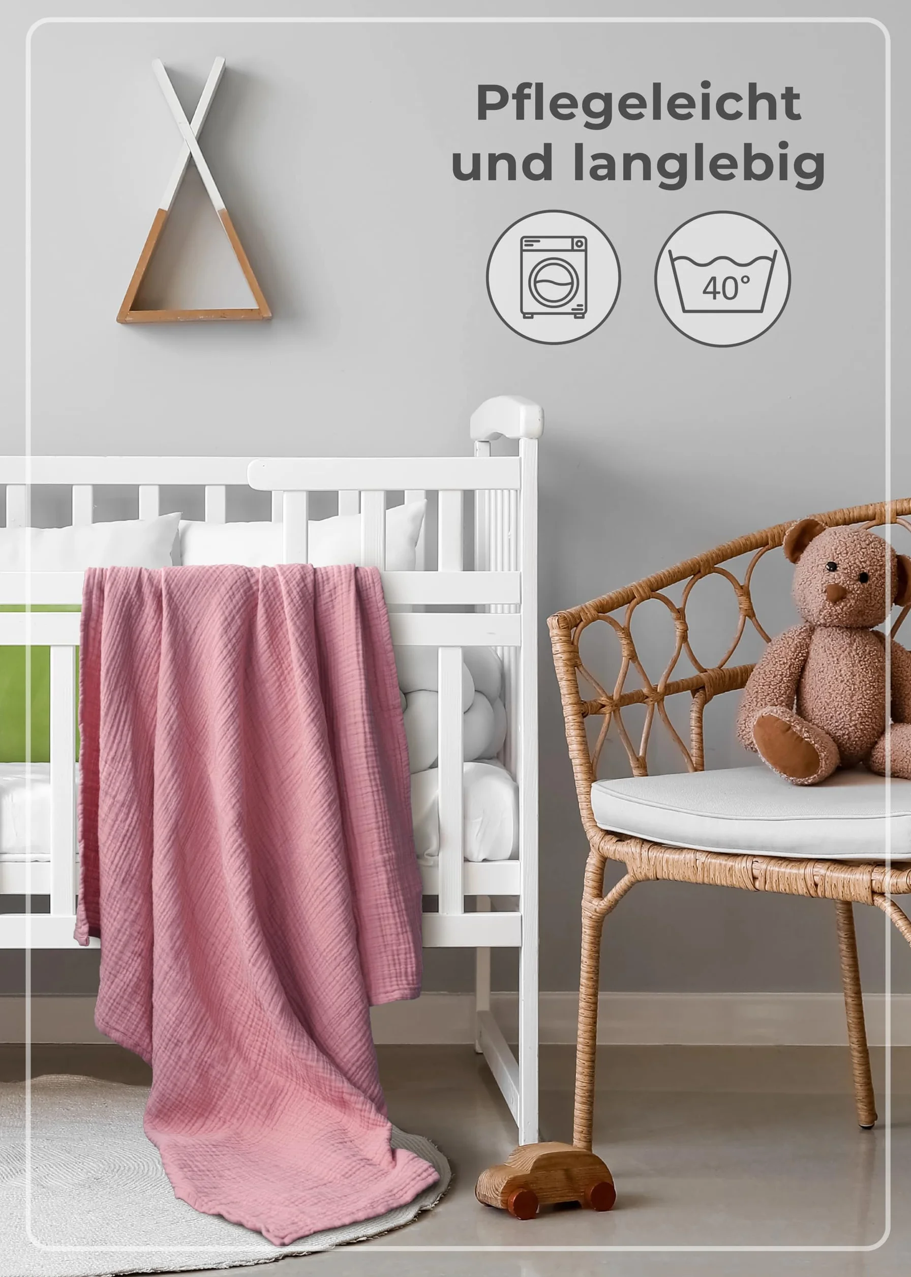 LAYNENBURG Muślinowy kocyk dziecięcy premium 120 x 120 cm – 4-warstwowy koc ze 100% bawełny – Oeko-TEX 100 – koc do wtulania się lub śpiocha, otulacz, śliniaczek dla niemowląt, noworodków i dzieci