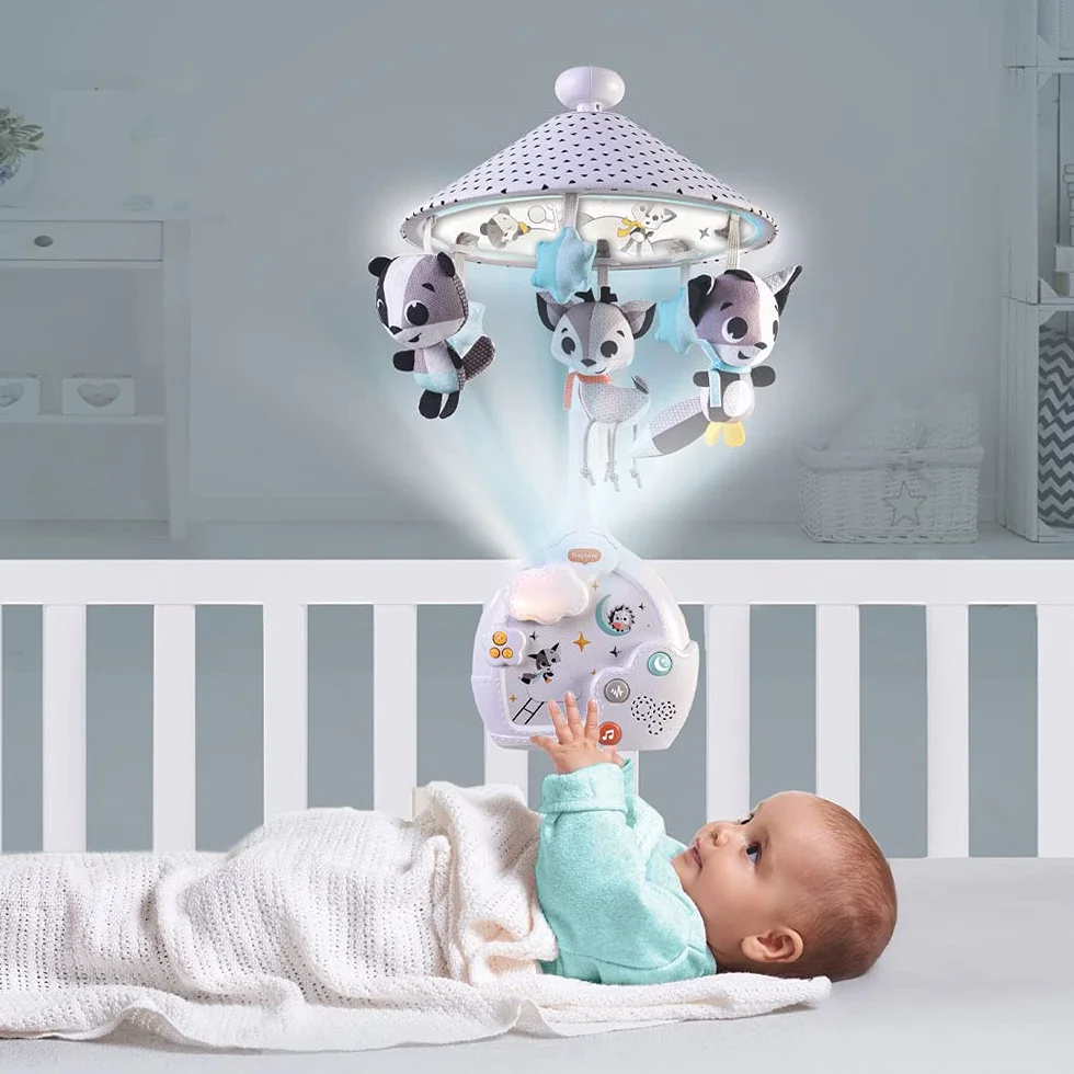 Tiny Love Magical Night 3-in-1 Projector Mobile, Karuzela z projektorem dla niemowląt, Karuzela z projektorem do łóżeczka z kojącym oświetleniem Night Light, 9 melodii, 0m +, Magical Tales