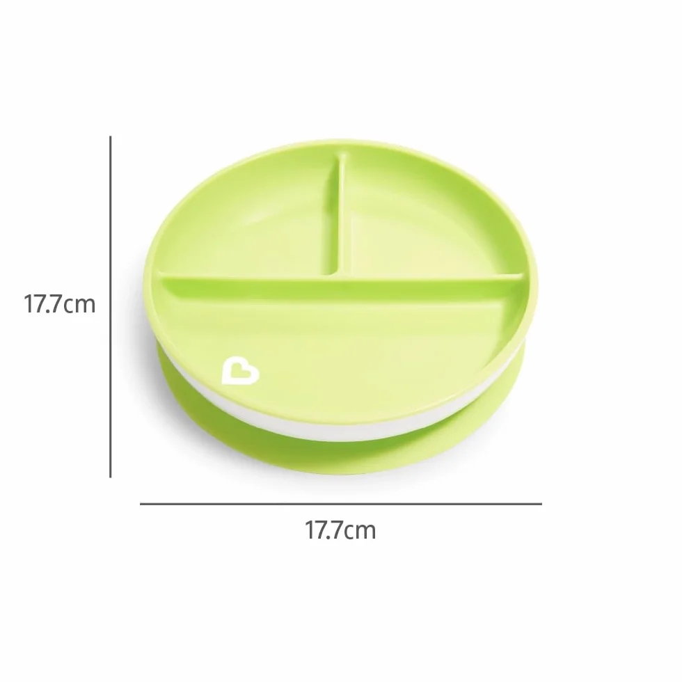 Munchkin Stay Put Divided Plates | Zestaw podzielonych talerzy dla niemowląt z przegrodami | Płyta do ssania 6+m | Bez BPA | 2 sztuki | Niebieski
