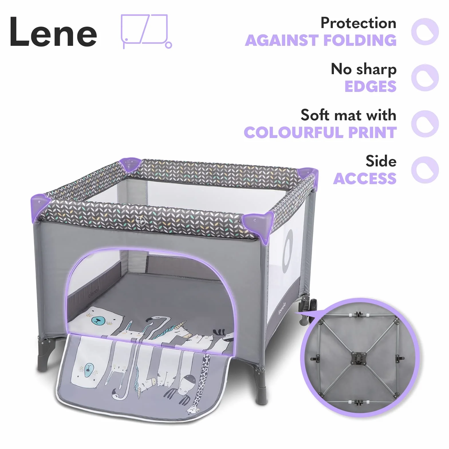 Lionelo Sofie Legowisko Dla Niemowląt, Łóżeczko Podróżne, Dla Niemowląt Od Urodzenia Do 15 Kg, Wejście Boczne, System Lockguard I Blokada Kół, Składana Torba