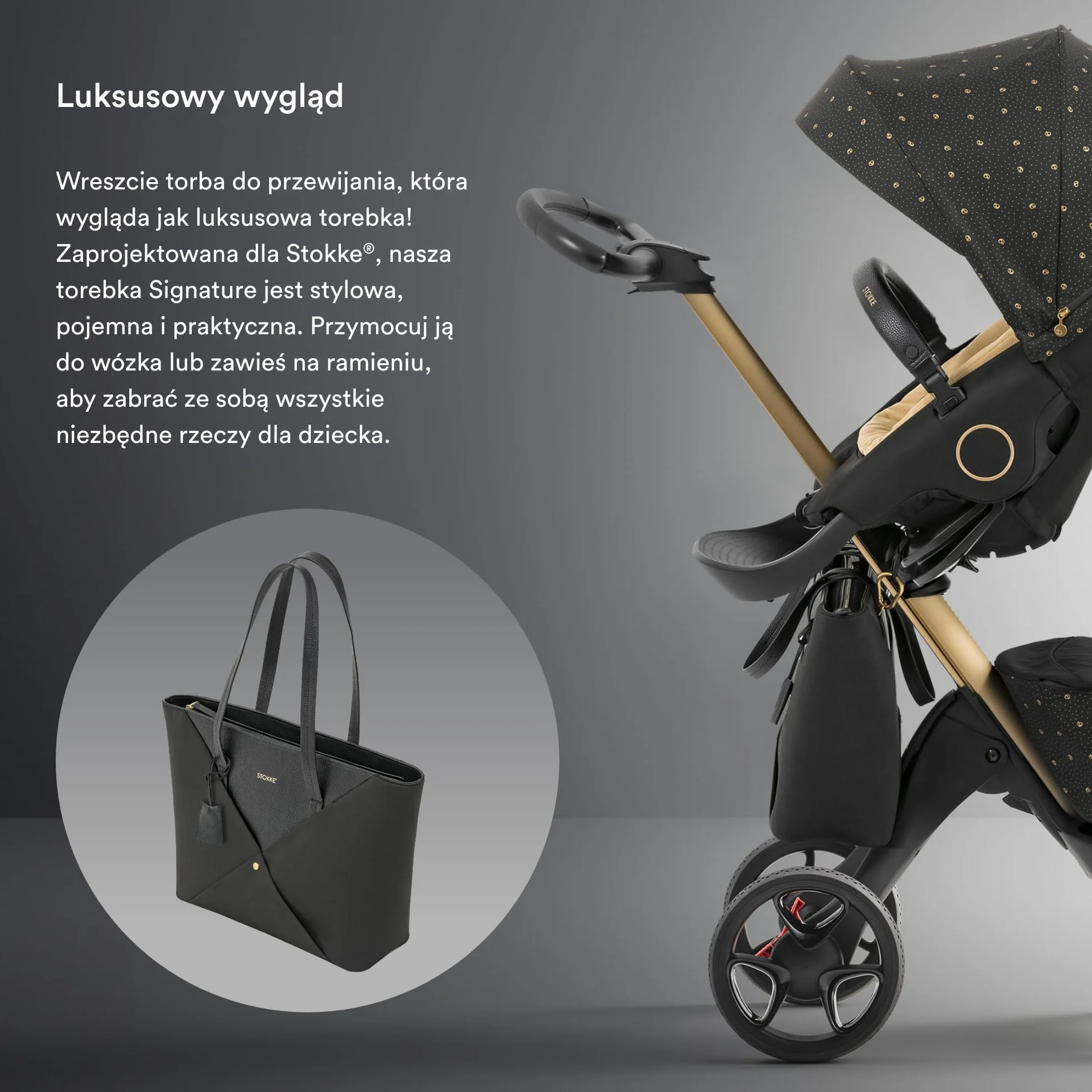 Stokke Xplory X torba do przewijania, może służyć jako torba na ramię lub plecak, zawiera składaną matę do przewijania i torbę, UPF 50+, wodoodporna, łatwa do czyszczenia
