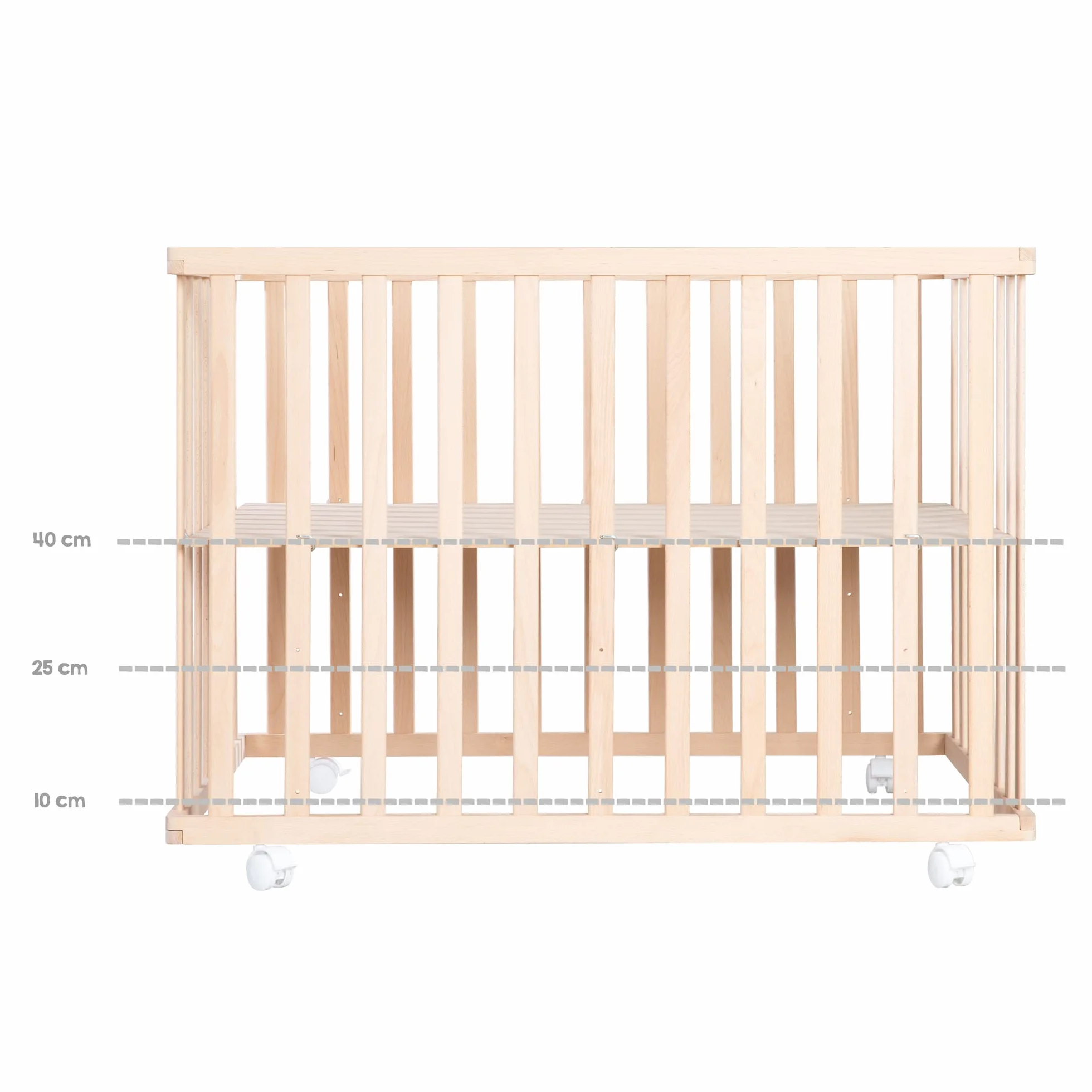 roba Kojec drewniany 75 x 100 cm Jumbo Twins z wkładem i kółkami z hamulcami szary