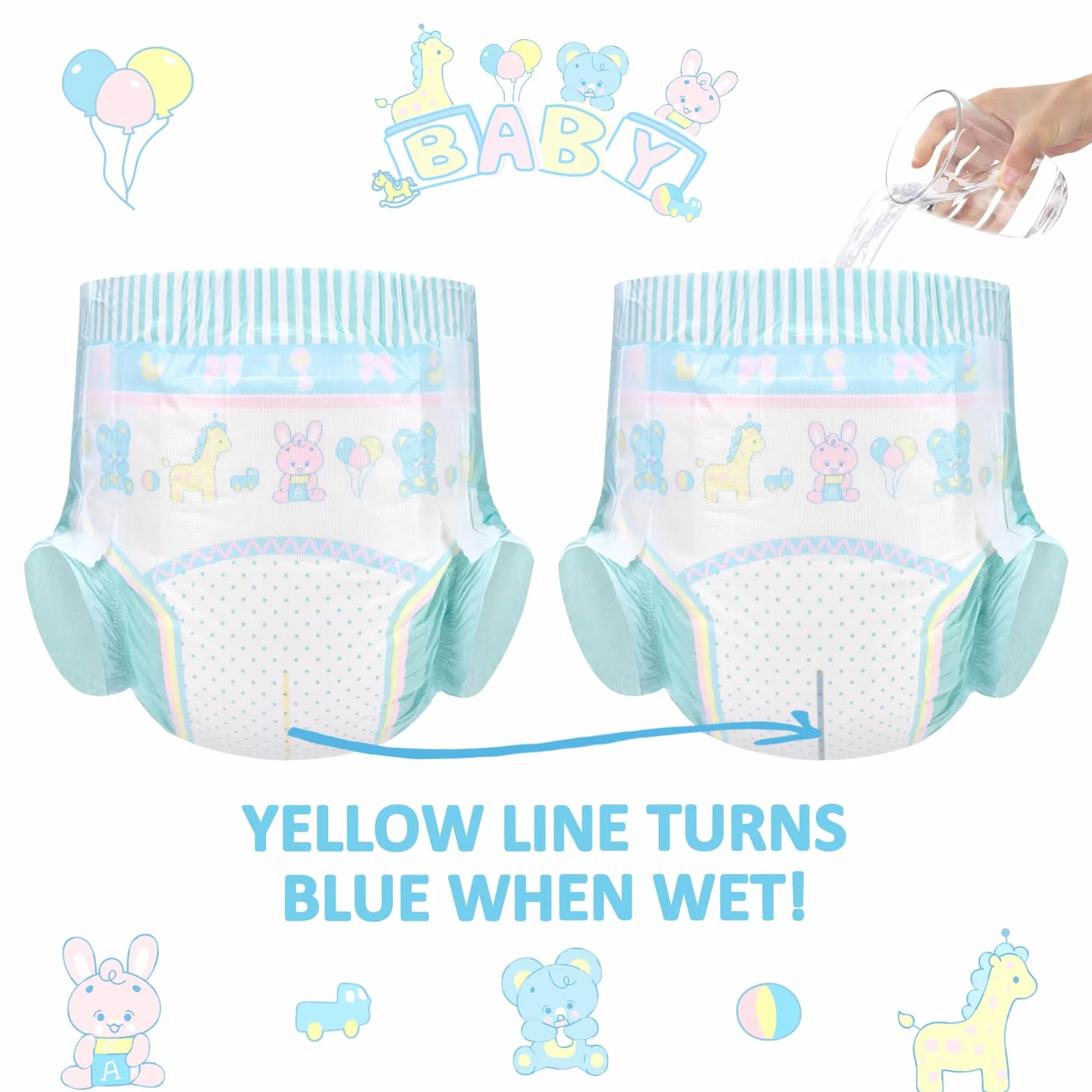 LittleForBig Regulowane zapięcie na rzepy pieluchy dla dorosłych 2 sztuki Baby Parade duże 91-121 cm NIEBIESKI