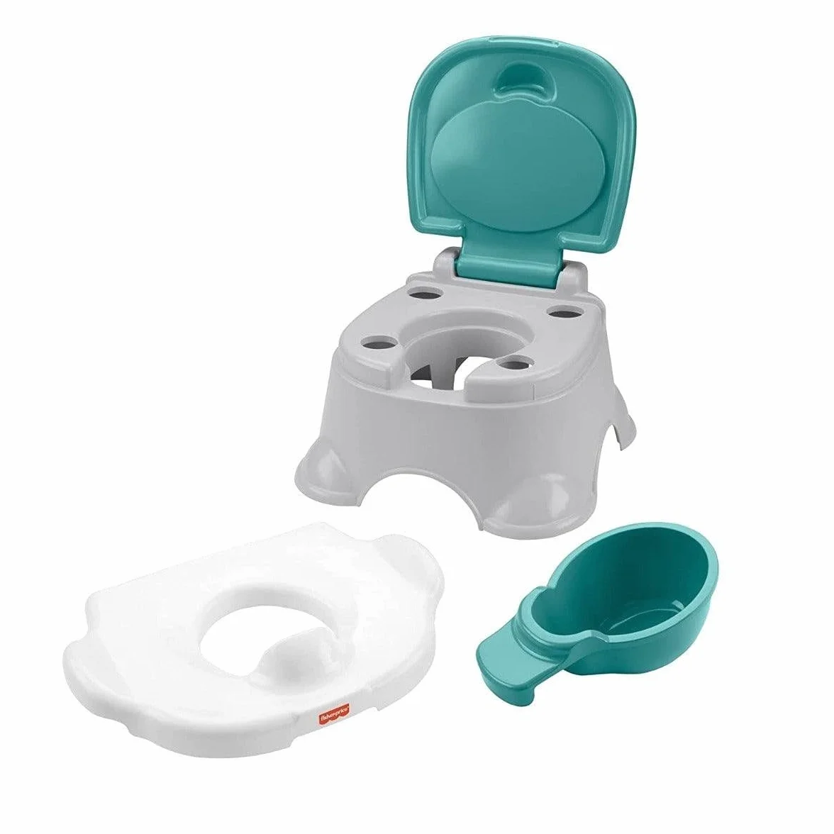 Fisher-Price Nocnik 3-w-1 Nocniczek i podnóżek do nauki korzystania z toalety, ze zdejmowaną nakładką na sedes i zbiorniczkiem do mycia, GYP61
