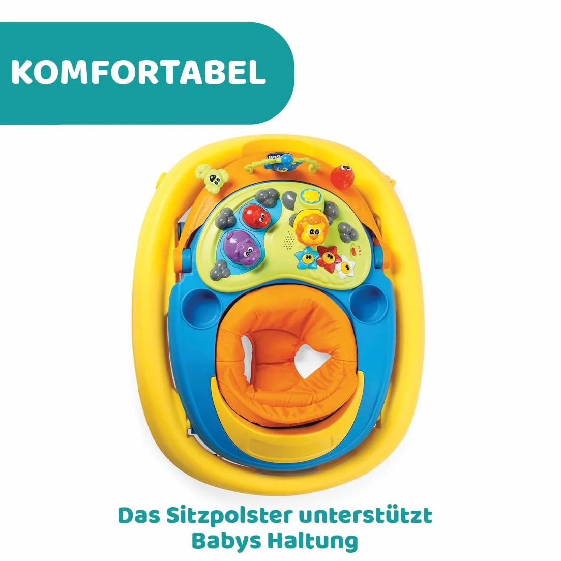 Chicco Chodzik Walky Talky, Dla Dzieci od 6 Miesięcy do 12 Miesięcy, z Dźwiękami i Panelem 3D, Regulacja Wysokości
