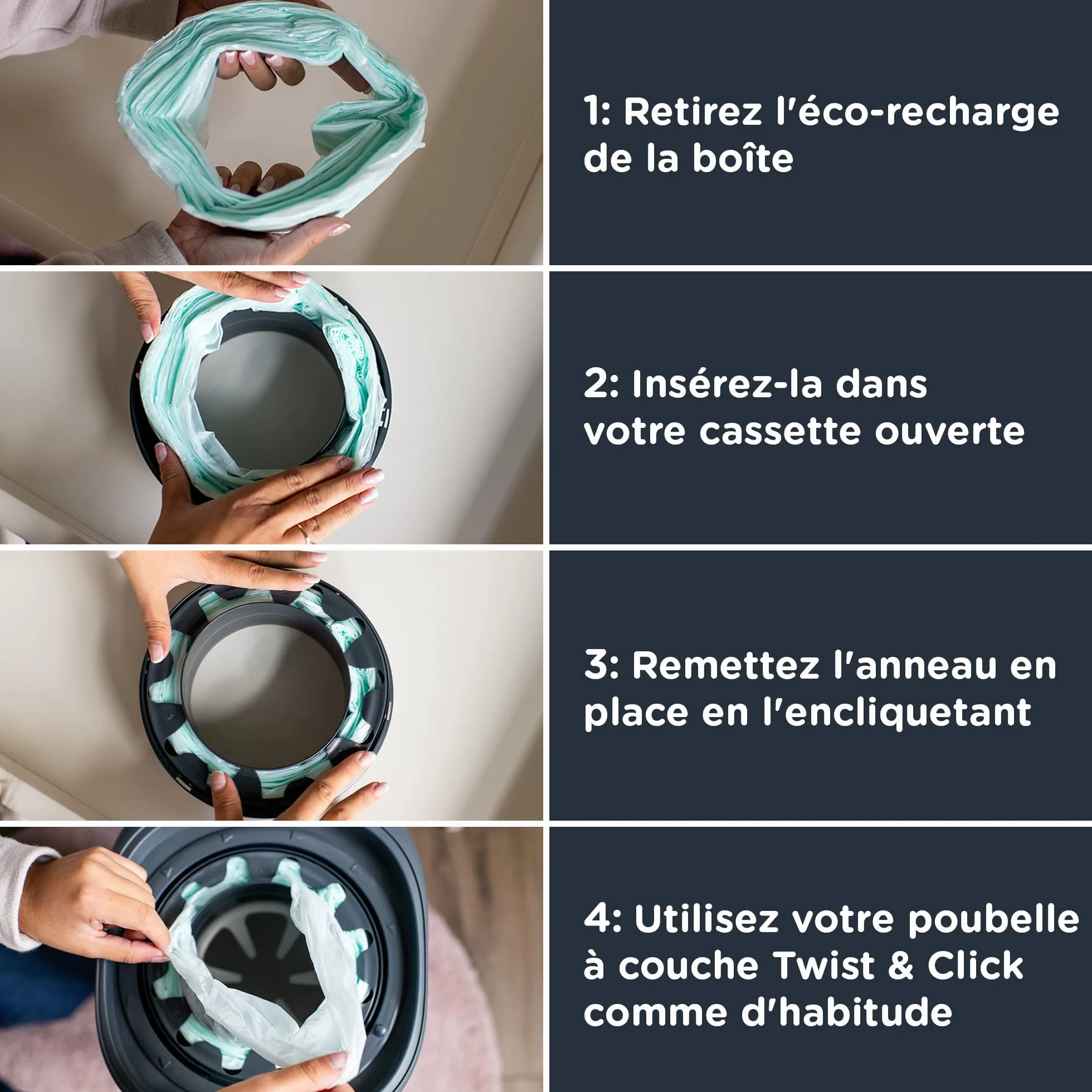 Tommee Tippee Ekologiczne wkłady do koszów Twist & Click, antybakteryjne i trwałe GREENFILM, kompaktowe i ekologiczne opakowanie, zestaw 6 szt