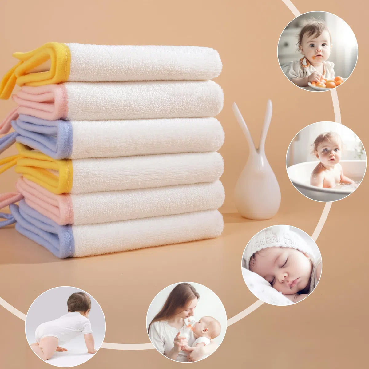 Polyte - Ściereczka premium dla niemowląt – hipoalergiczna i nie mechaci się – mikrofibra – biała – 25 x 25 cm – 6 sztuk